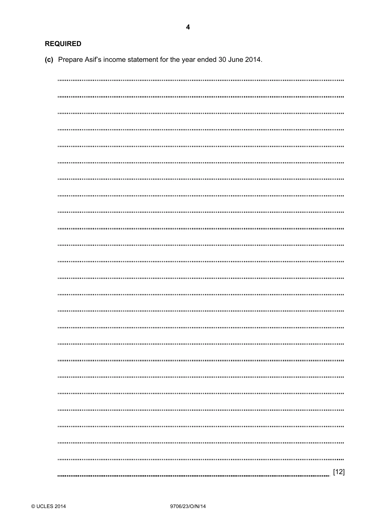 Cambridge A Level Accounting 9706 2014 Oct/Nov Paper 2 · Variant 3 question paper, page 4 of 16