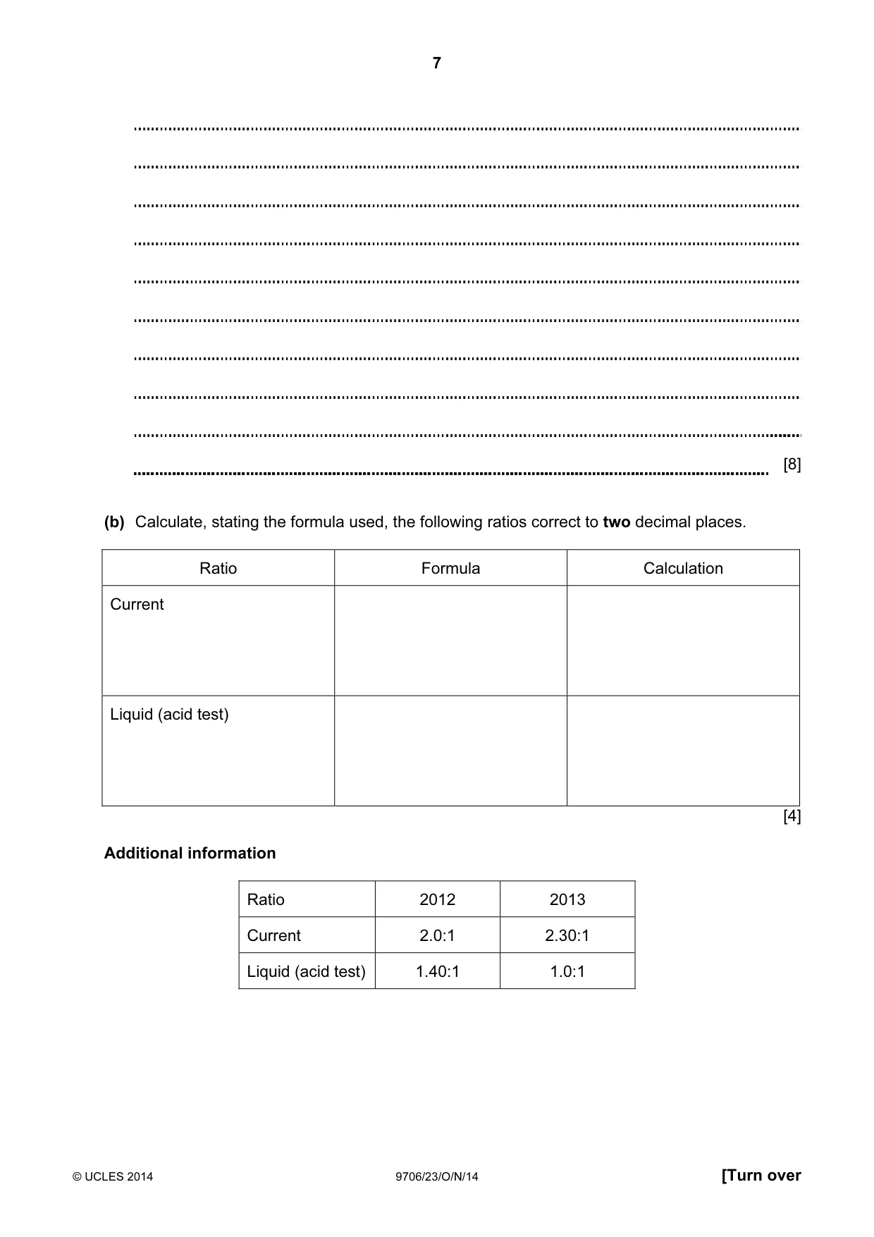 Cambridge A Level Accounting 9706 2014 Oct/Nov Paper 2 · Variant 3 question paper, page 7 of 16