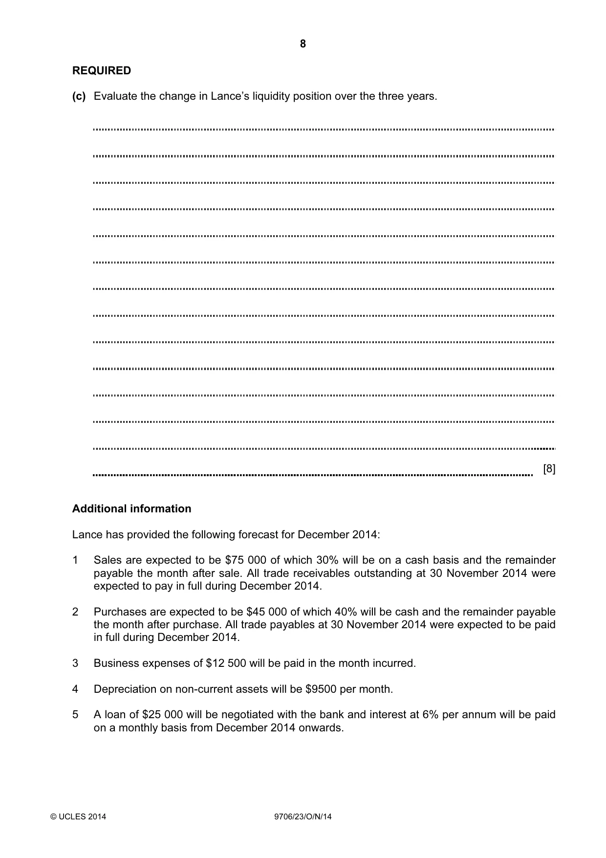 Cambridge A Level Accounting 9706 2014 Oct/Nov Paper 2 · Variant 3 question paper, page 8 of 16