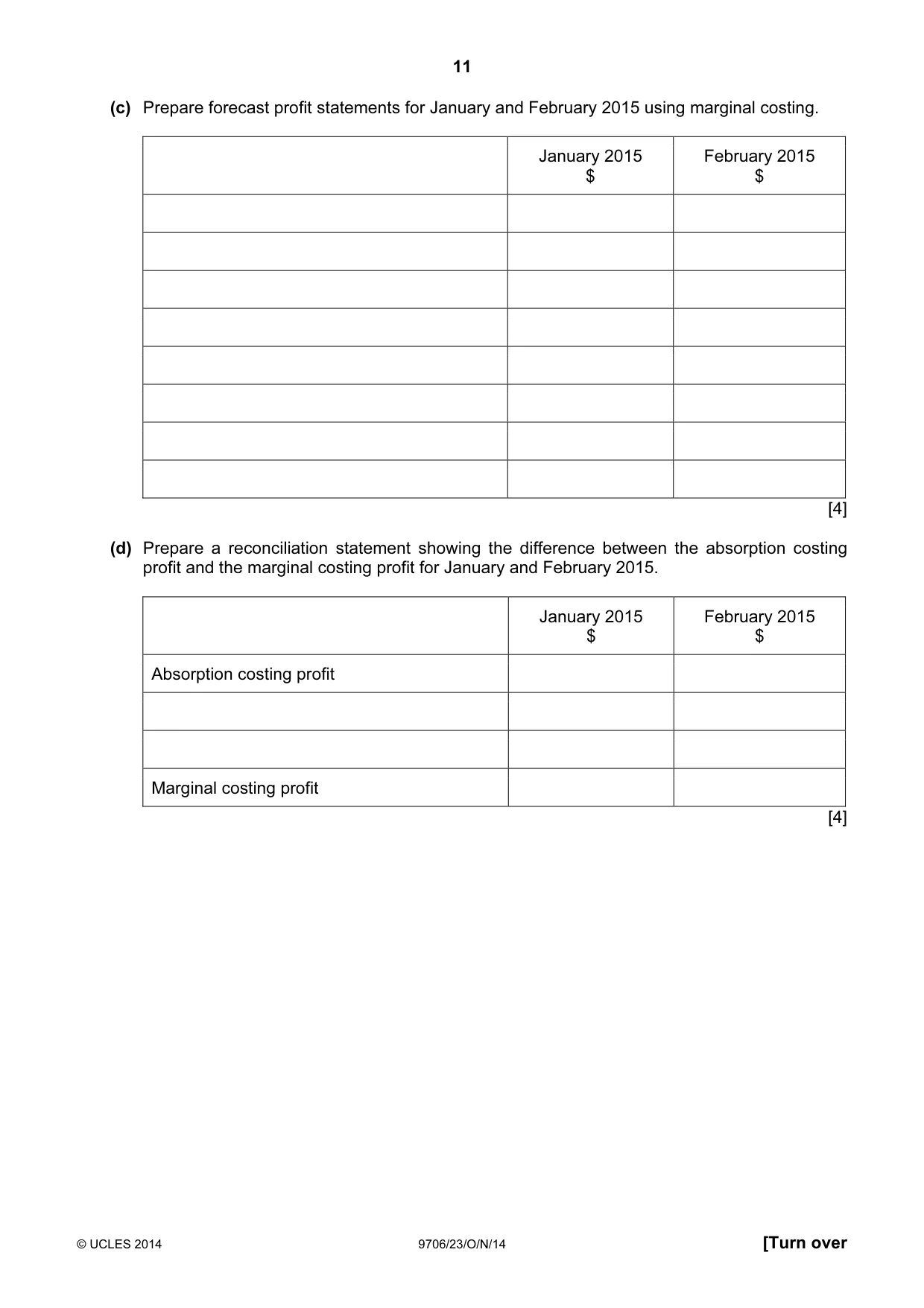Cambridge A Level Accounting 9706 2014 Oct/Nov Paper 2 · Variant 3 question paper, page 11 of 16