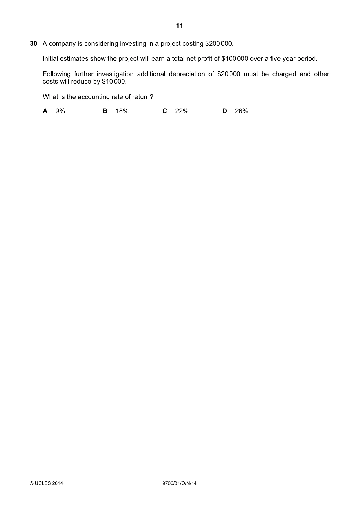 Cambridge A Level Accounting 9706 2014 Oct/Nov Paper 3 · Variant 1 question paper, page 11 of 12