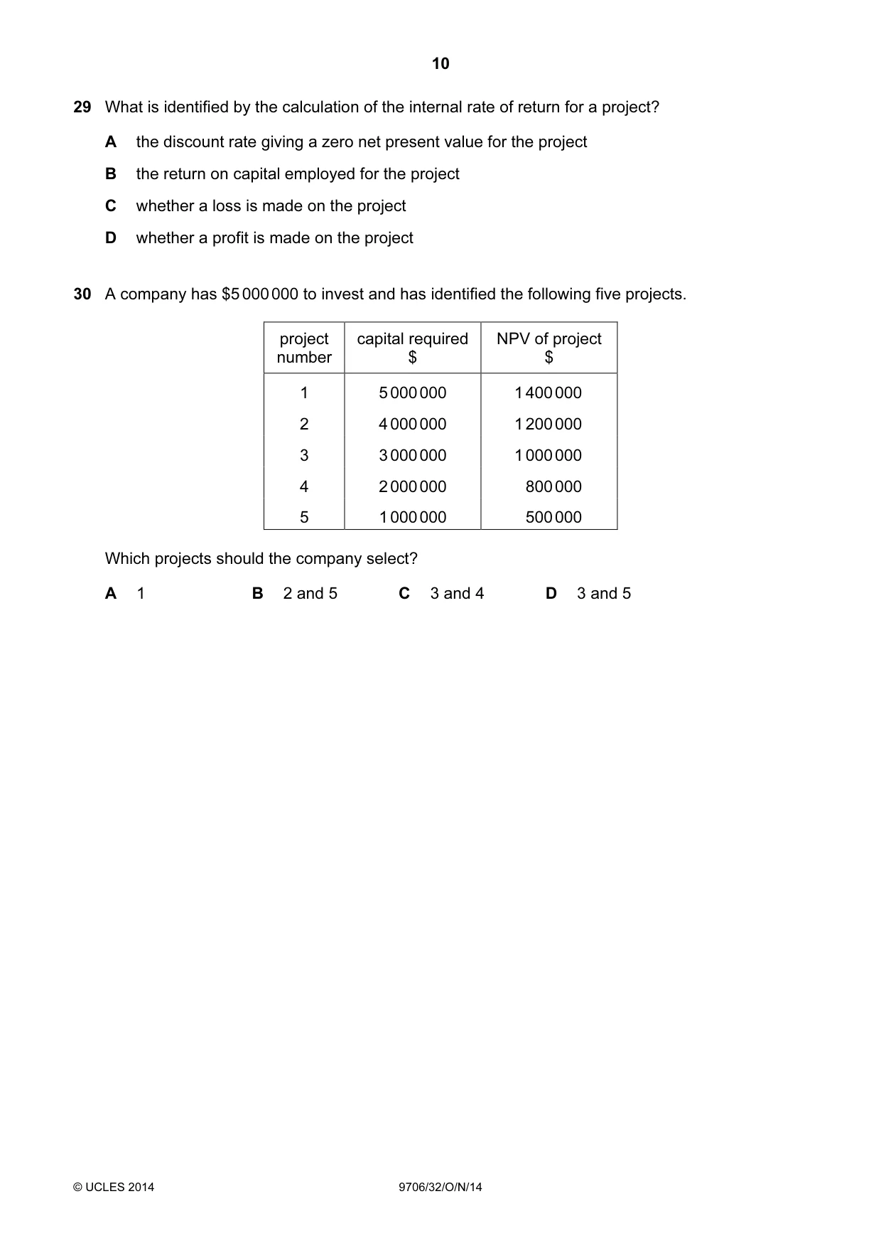 Cambridge A Level Accounting 9706 2014 Oct/Nov Paper 3 · Variant 2 question paper, page 10 of 12