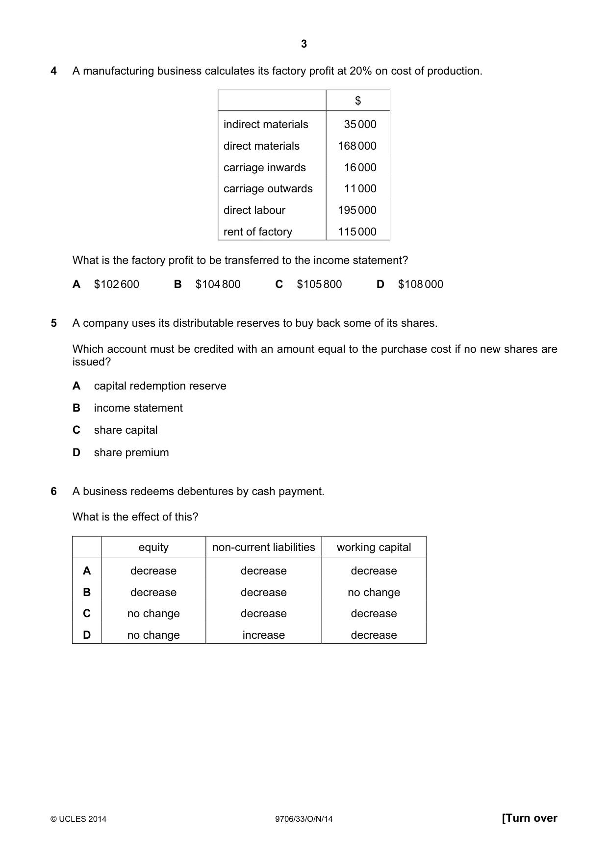 Cambridge A Level Accounting 9706 2014 Oct/Nov Paper 3 · Variant 3 question paper, page 3 of 12