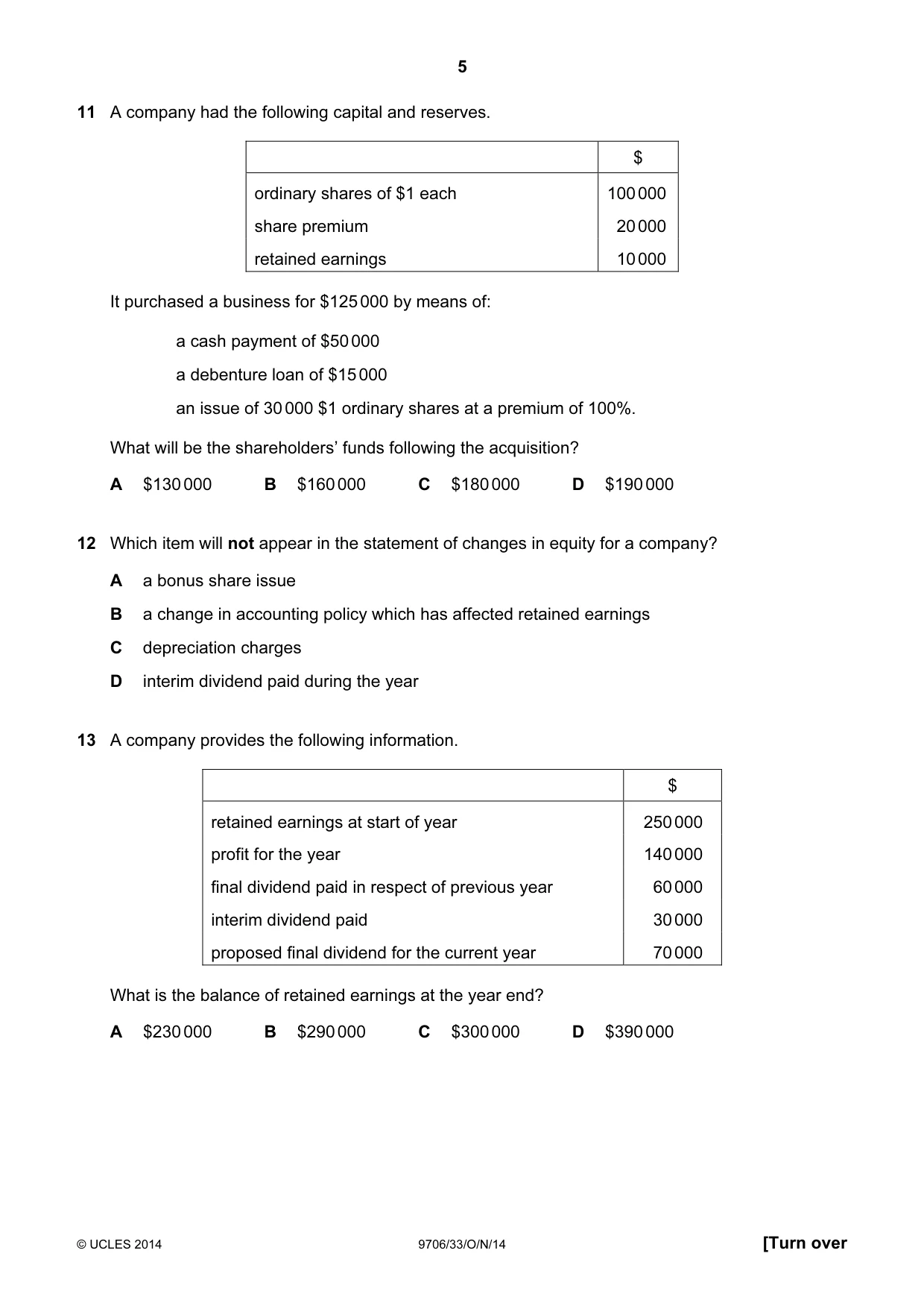 Cambridge A Level Accounting 9706 2014 Oct/Nov Paper 3 · Variant 3 question paper, page 5 of 12