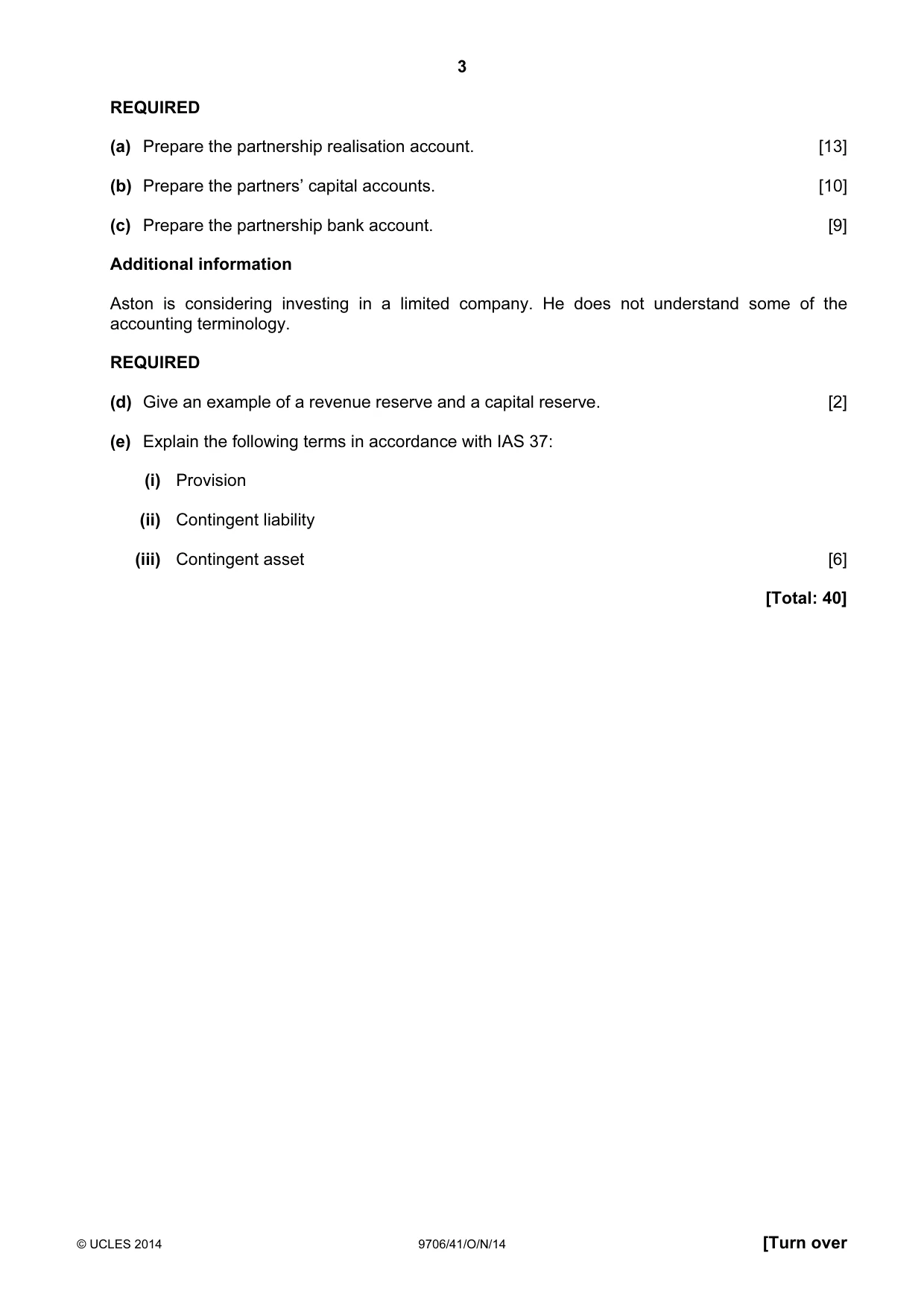 Cambridge A Level Accounting 9706 2014 Oct/Nov Paper 4 · Variant 1 question paper, page 3 of 8