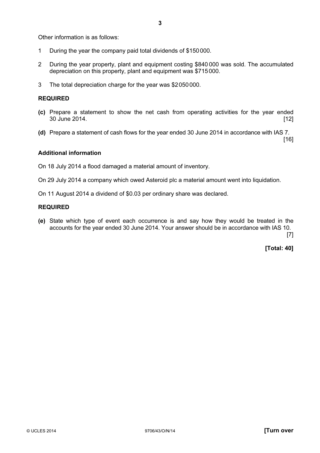 Cambridge A Level Accounting 9706 2014 Oct/Nov Paper 4 · Variant 3 question paper, page 3 of 8