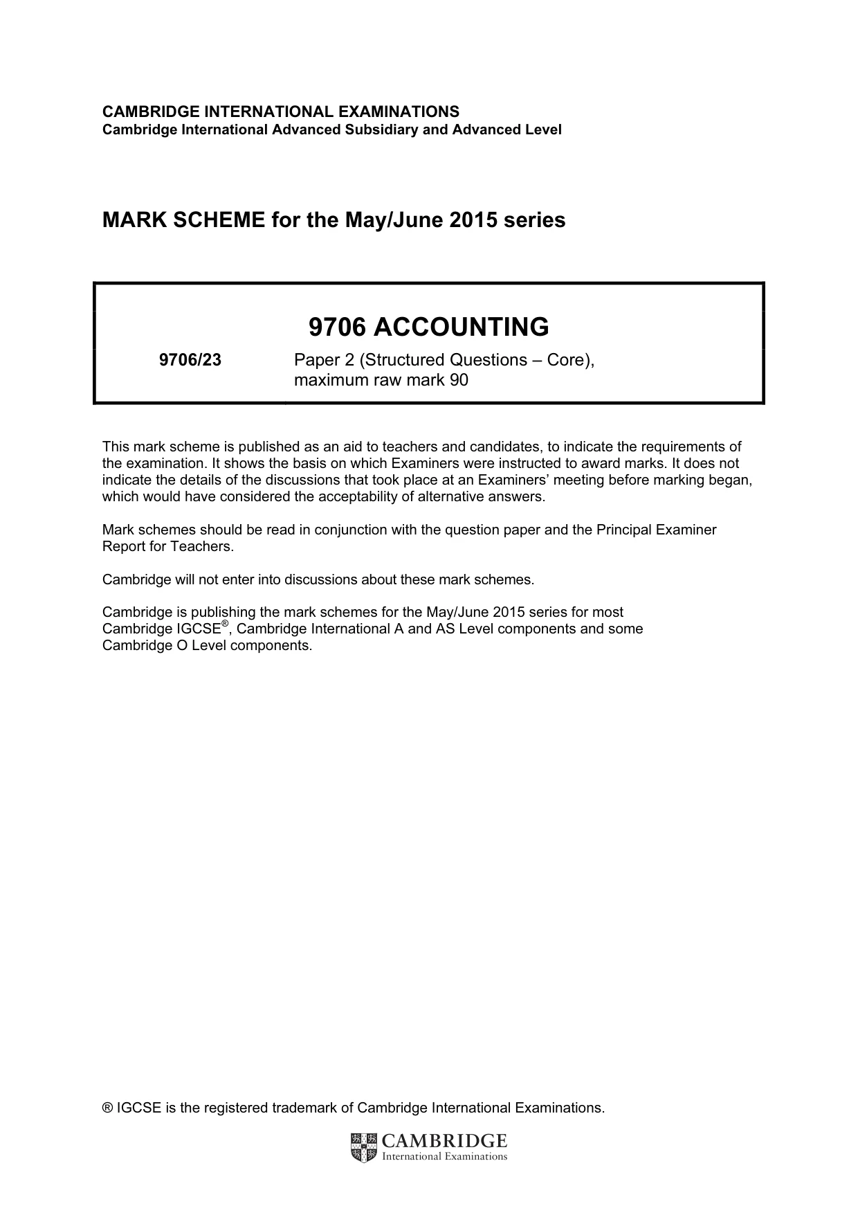 Mark scheme, page 1 of 6