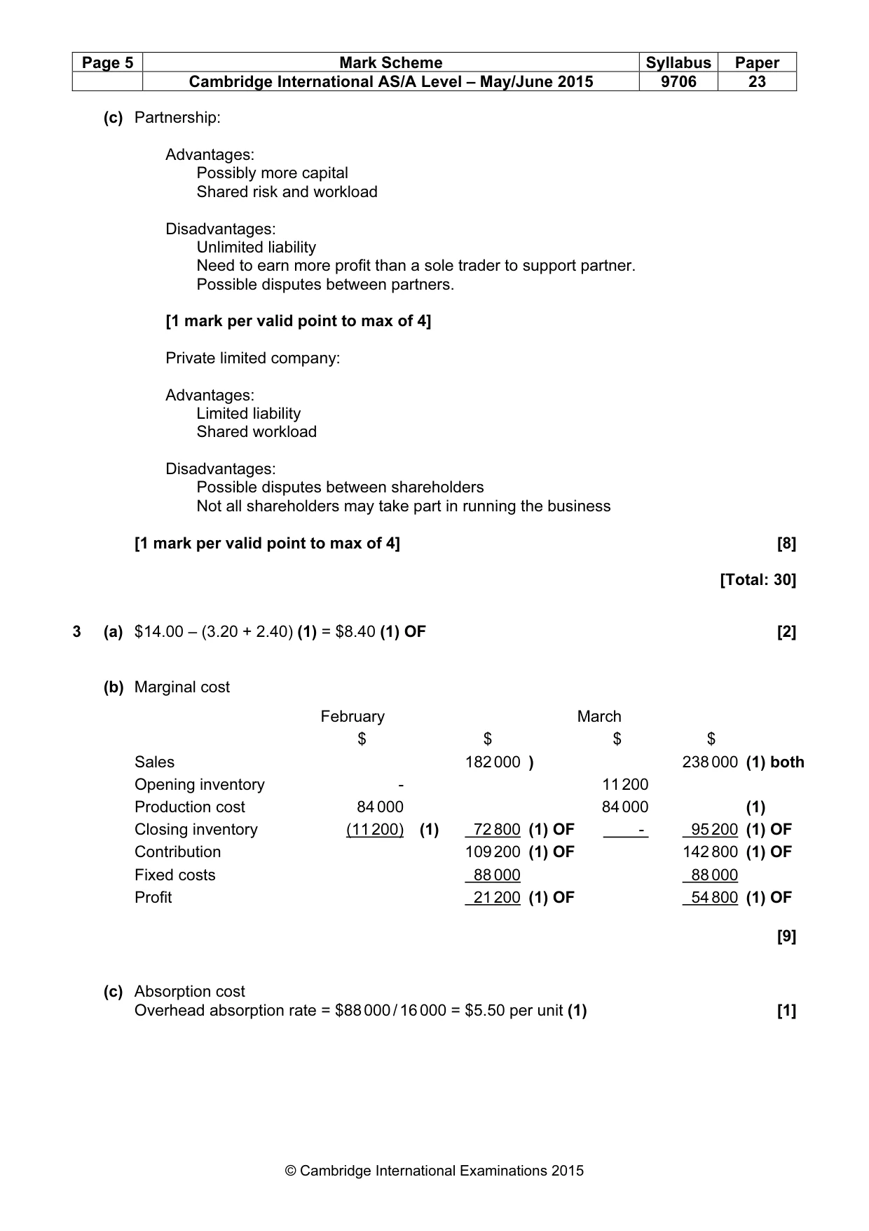 Mark scheme, page 5 of 6