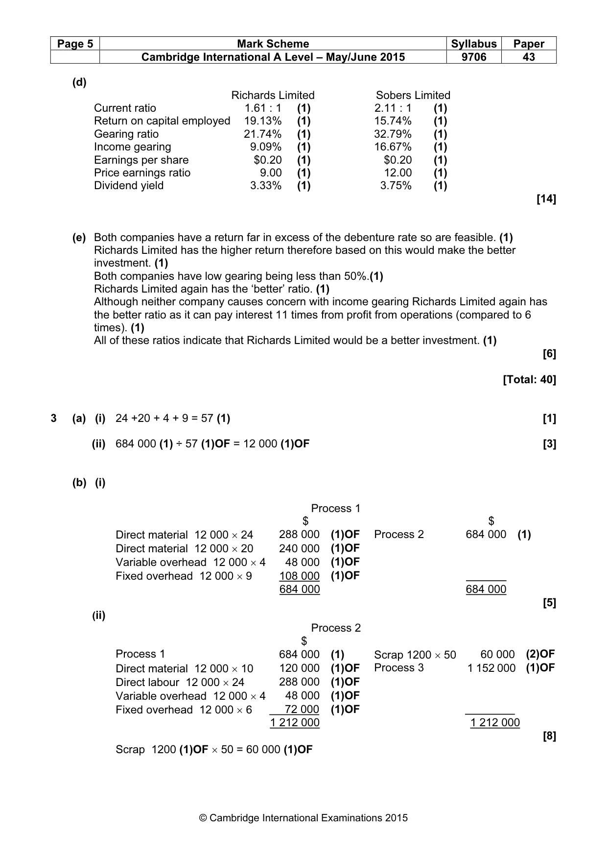 Mark scheme, page 5 of 6