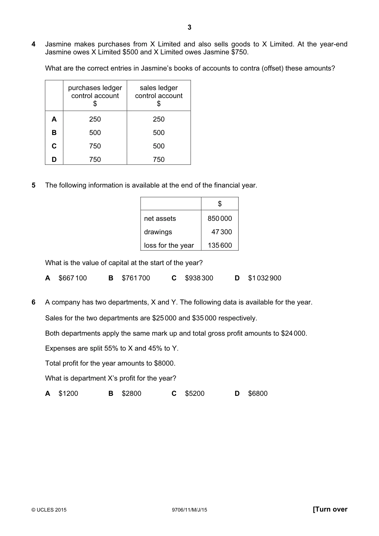 Cambridge A Level Accounting 9706 2015 May/June Paper 1 · Variant 1 question paper, page 3 of 12