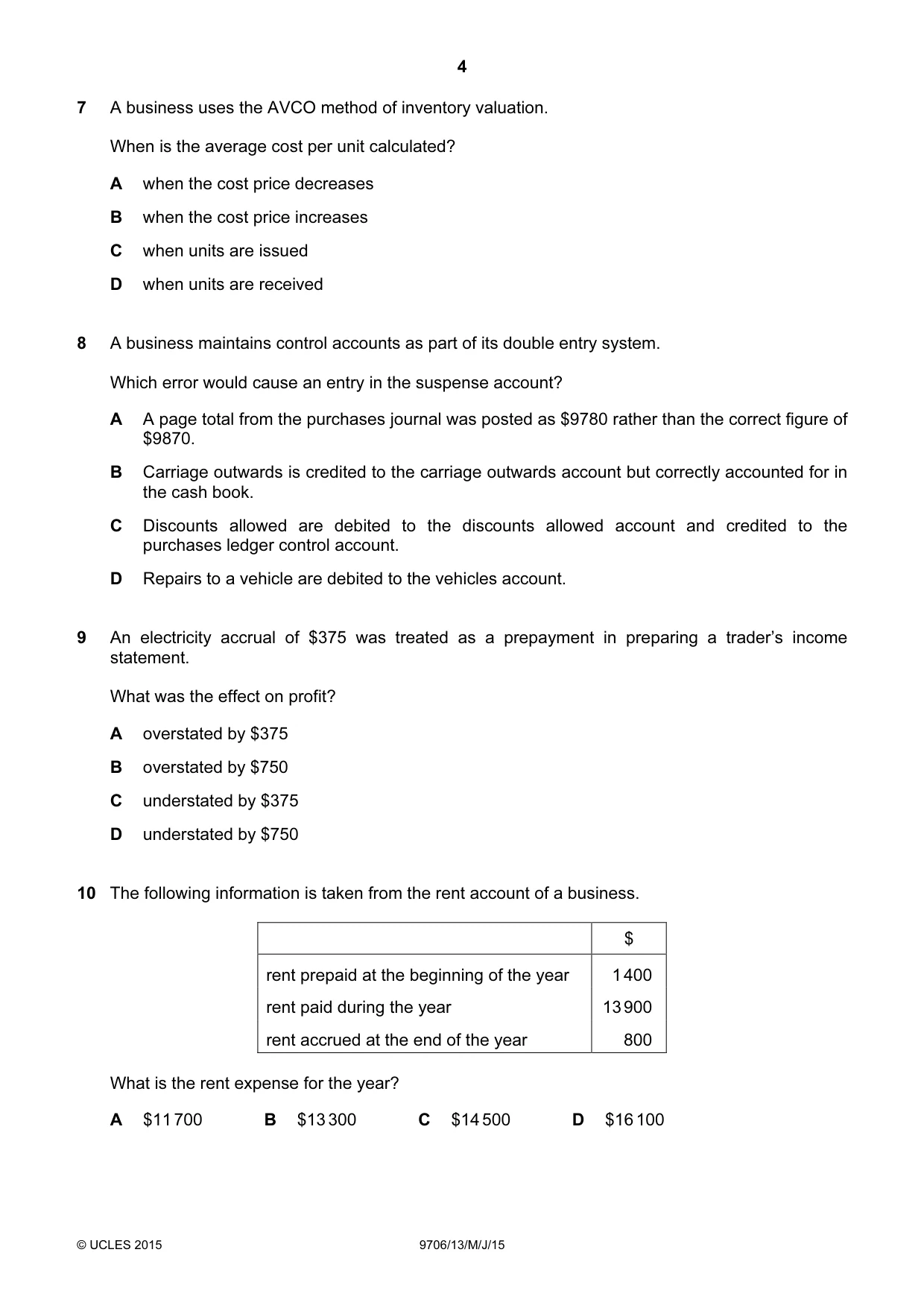 Cambridge A Level Accounting 9706 2015 May/June Paper 1 · Variant 3 question paper, page 4 of 12