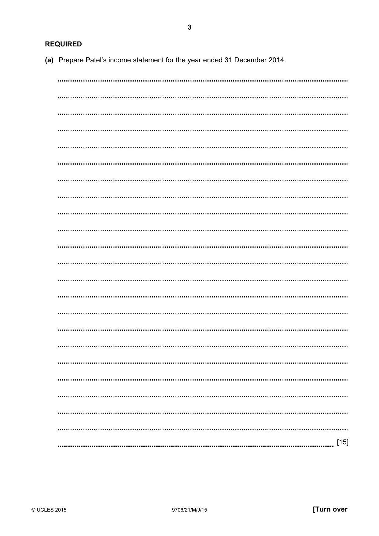 Cambridge A Level Accounting 9706 2015 May/June Paper 2 · Variant 1 question paper, page 3 of 16