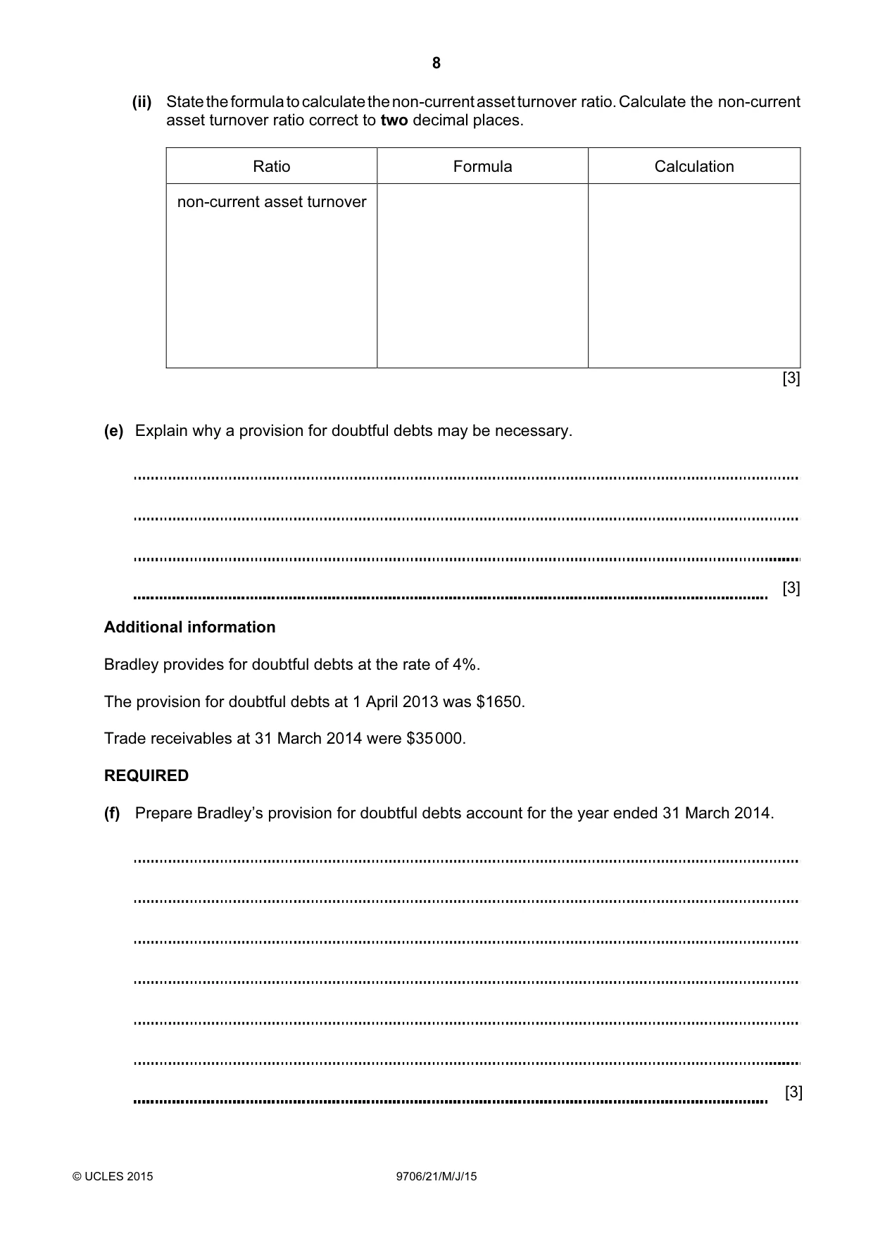 Cambridge A Level Accounting 9706 2015 May/June Paper 2 · Variant 1 question paper, page 8 of 16