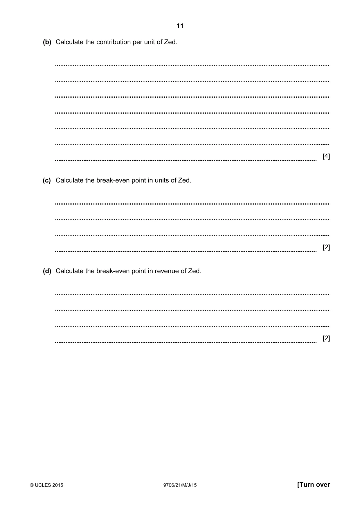 Cambridge A Level Accounting 9706 2015 May/June Paper 2 · Variant 1 question paper, page 11 of 16
