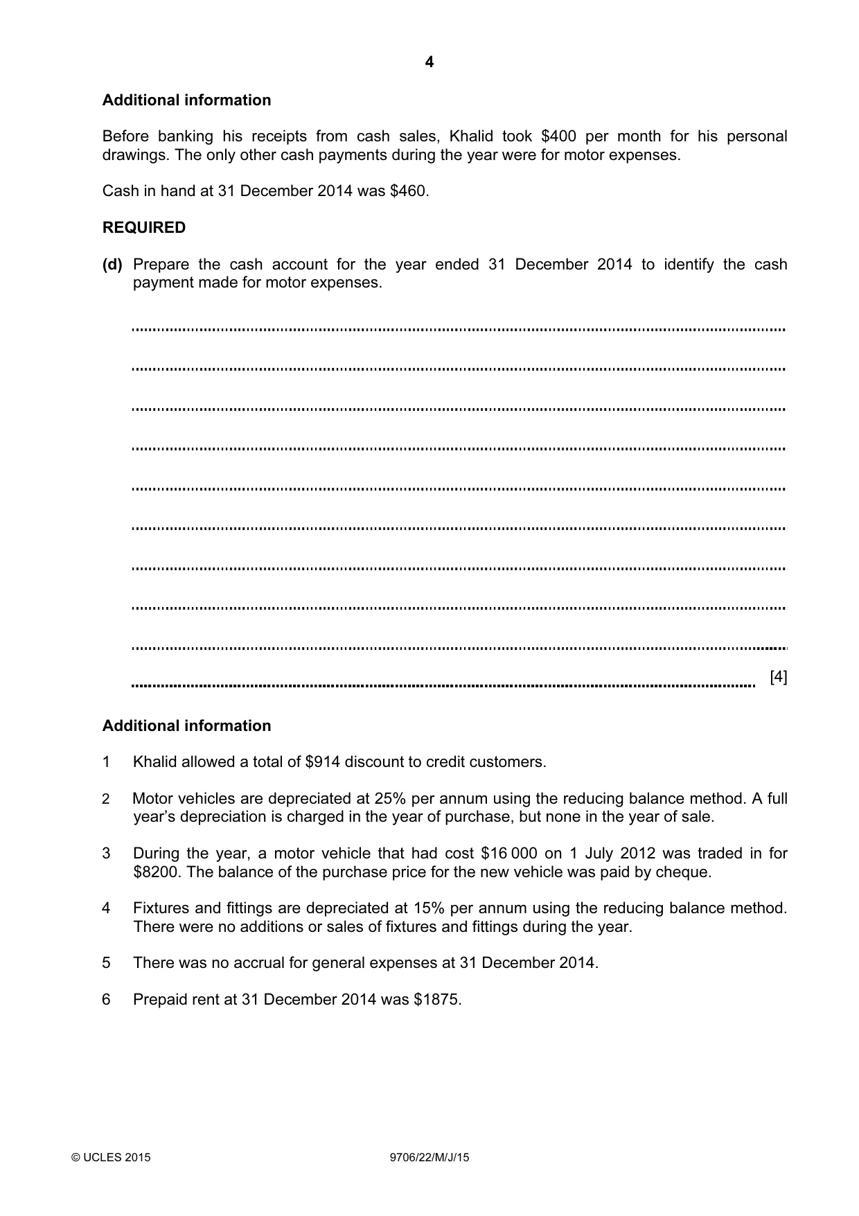 Cambridge A Level Accounting 9706 2015 May/June Paper 2 · Variant 2 question paper, page 4 of 16