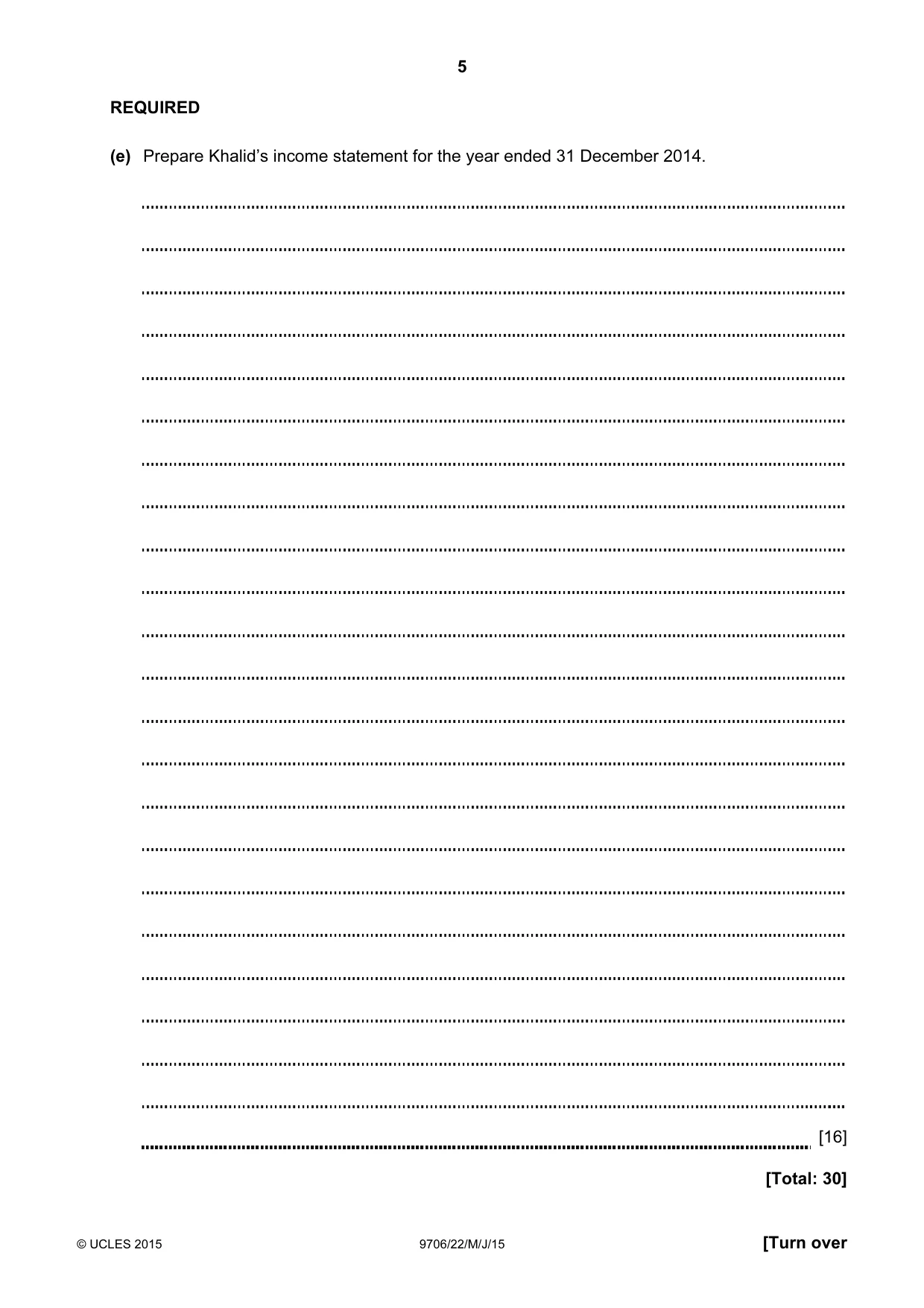 Cambridge A Level Accounting 9706 2015 May/June Paper 2 · Variant 2 question paper, page 5 of 16