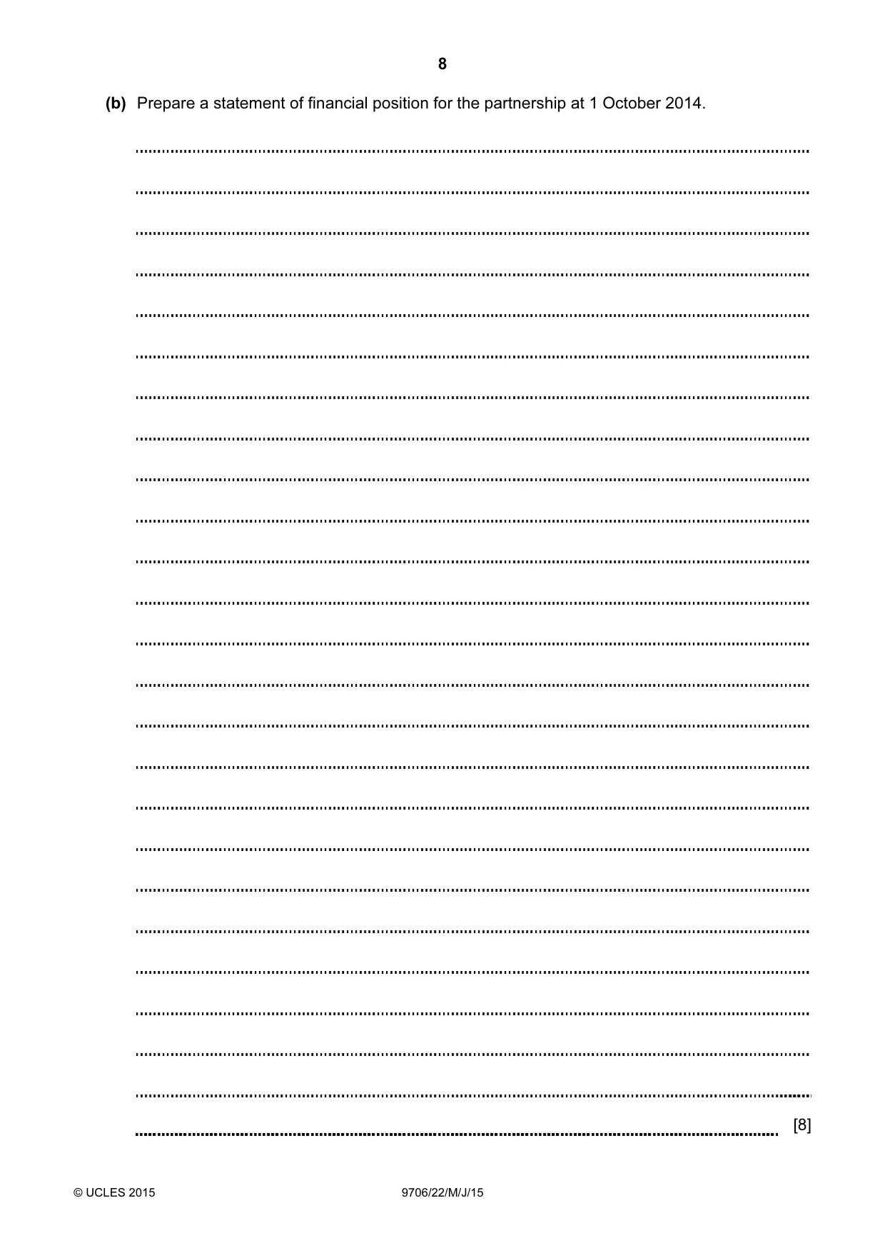 Cambridge A Level Accounting 9706 2015 May/June Paper 2 · Variant 2 question paper, page 8 of 16