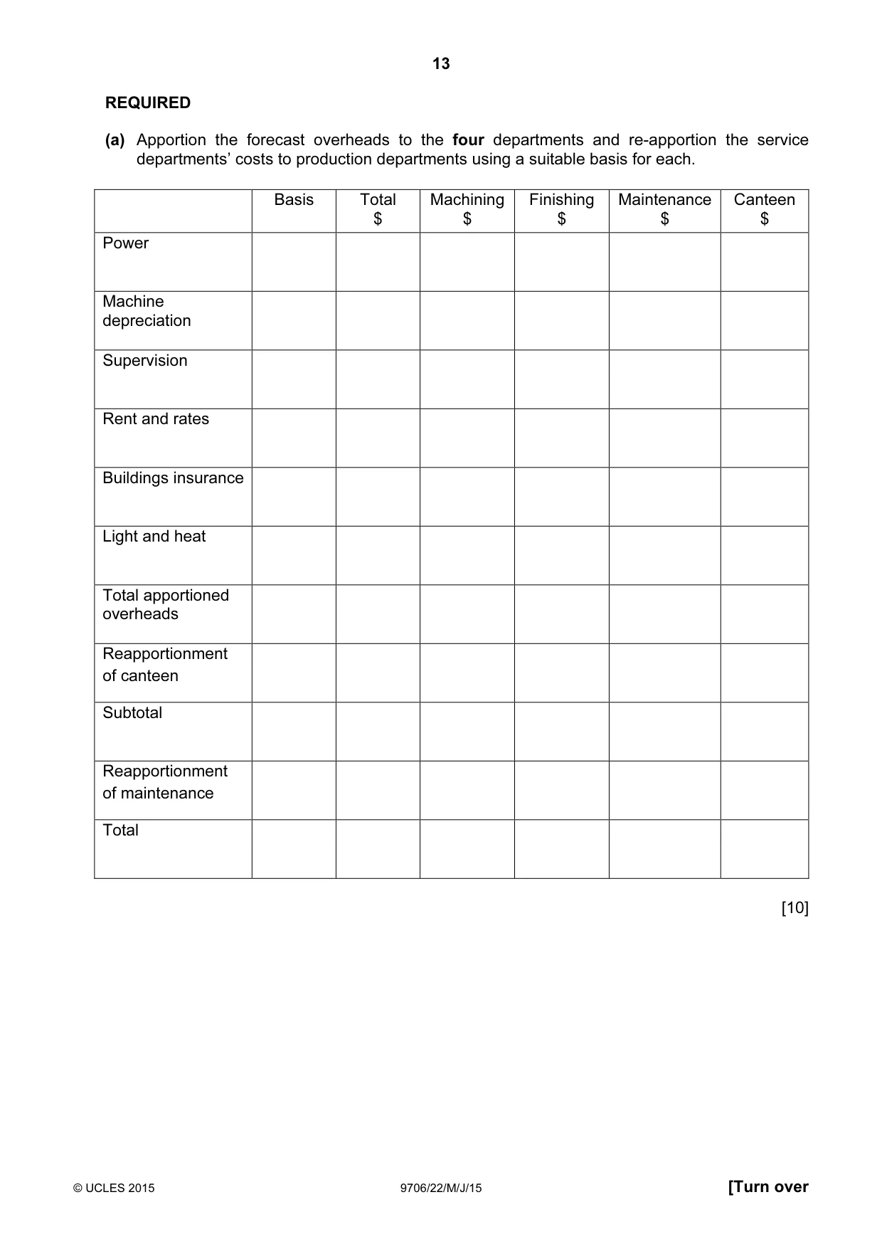 Cambridge A Level Accounting 9706 2015 May/June Paper 2 · Variant 2 question paper, page 13 of 16