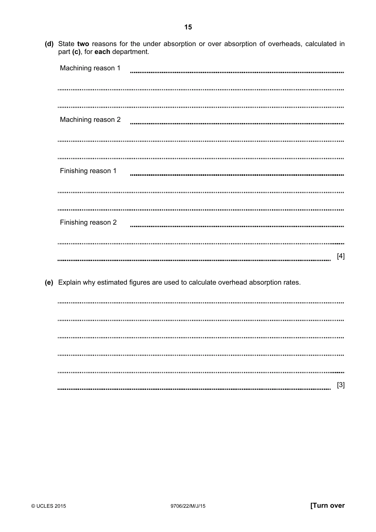 Cambridge A Level Accounting 9706 2015 May/June Paper 2 · Variant 2 question paper, page 15 of 16
