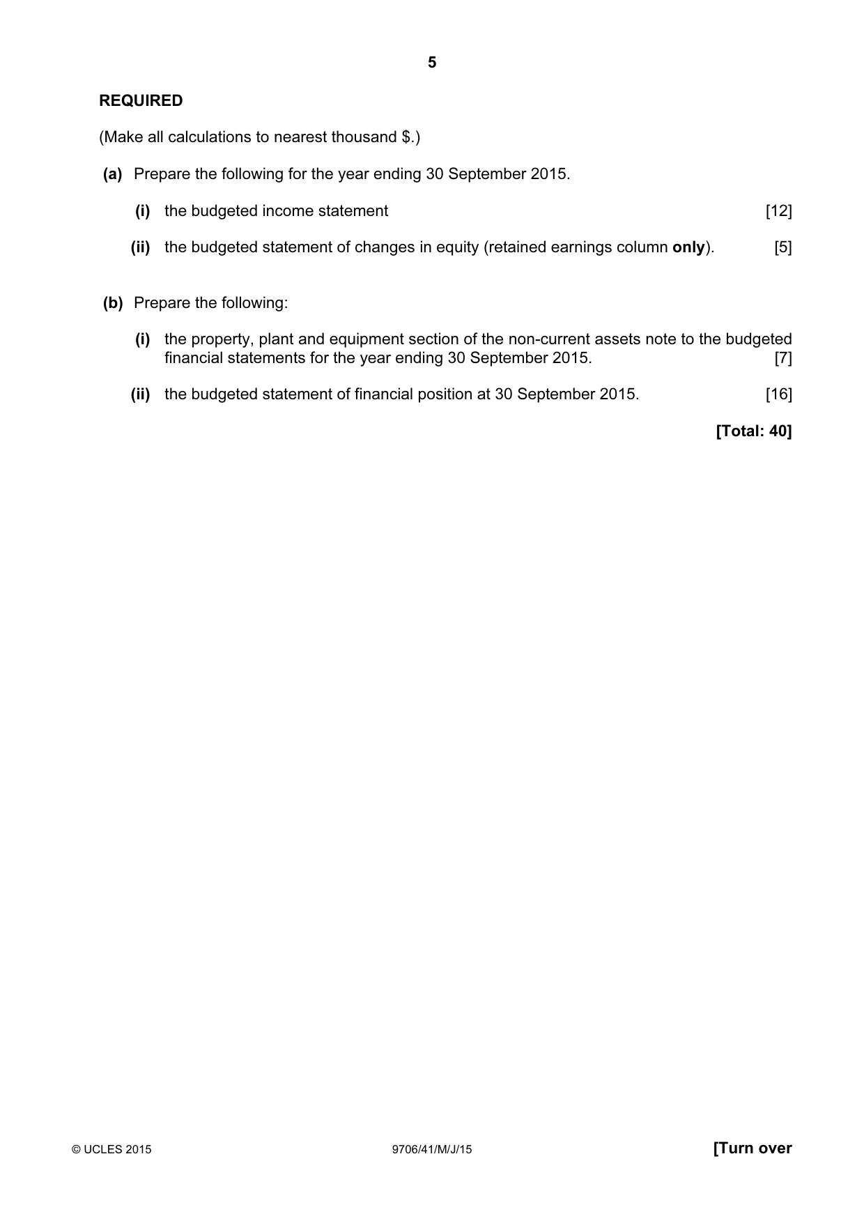 Cambridge A Level Accounting 9706 2015 May/June Paper 4 · Variant 1 question paper, page 5 of 12