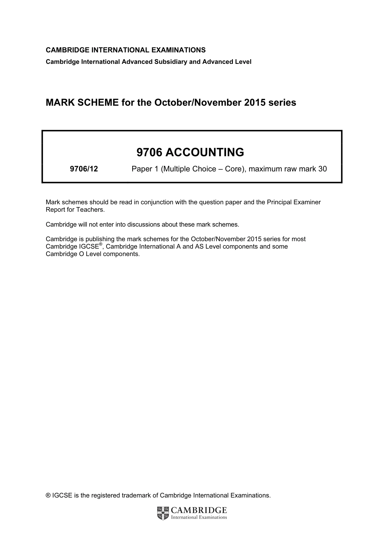 Mark scheme, page 1 of 2