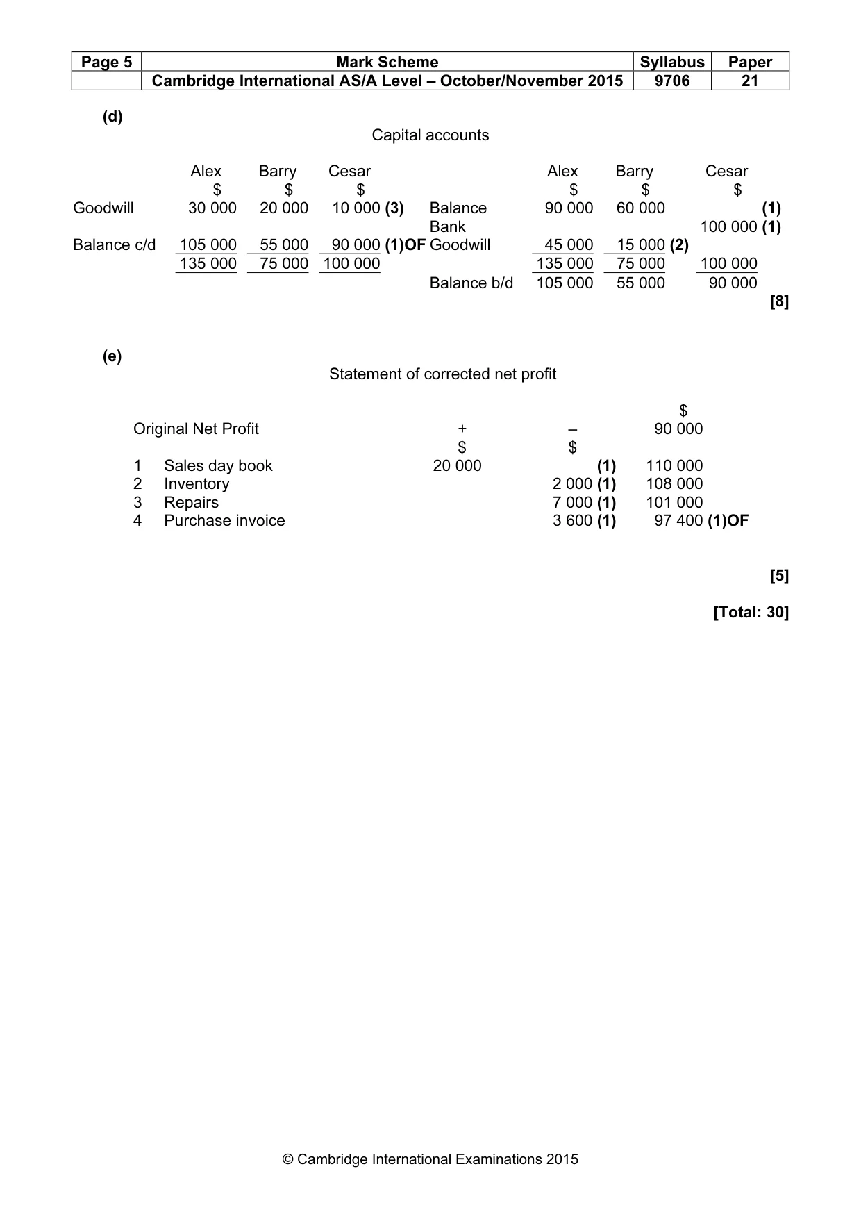 Mark scheme, page 5 of 8