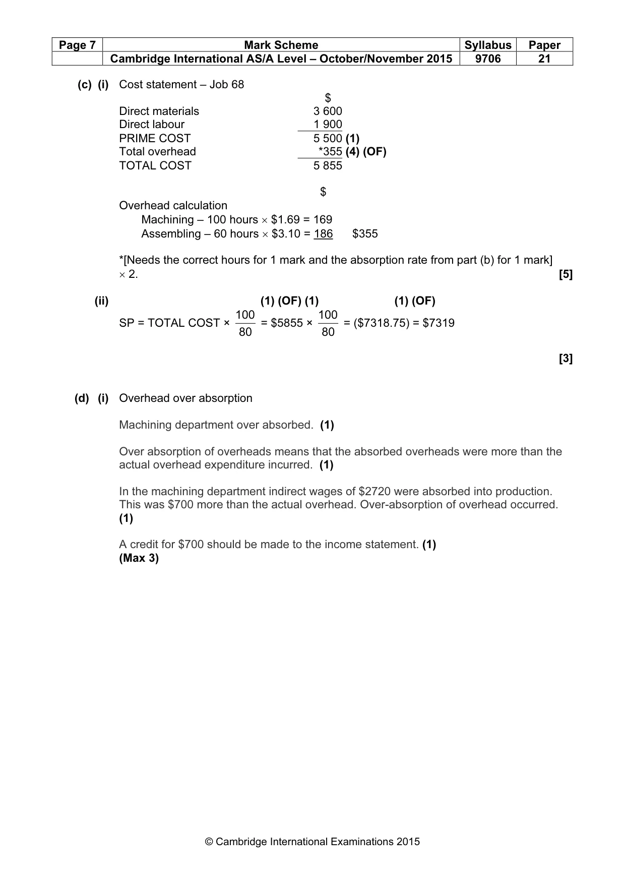 Mark scheme, page 7 of 8