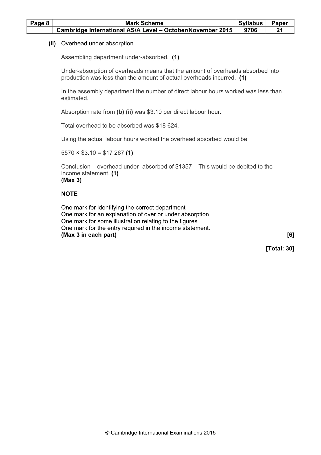 Mark scheme, page 8 of 8