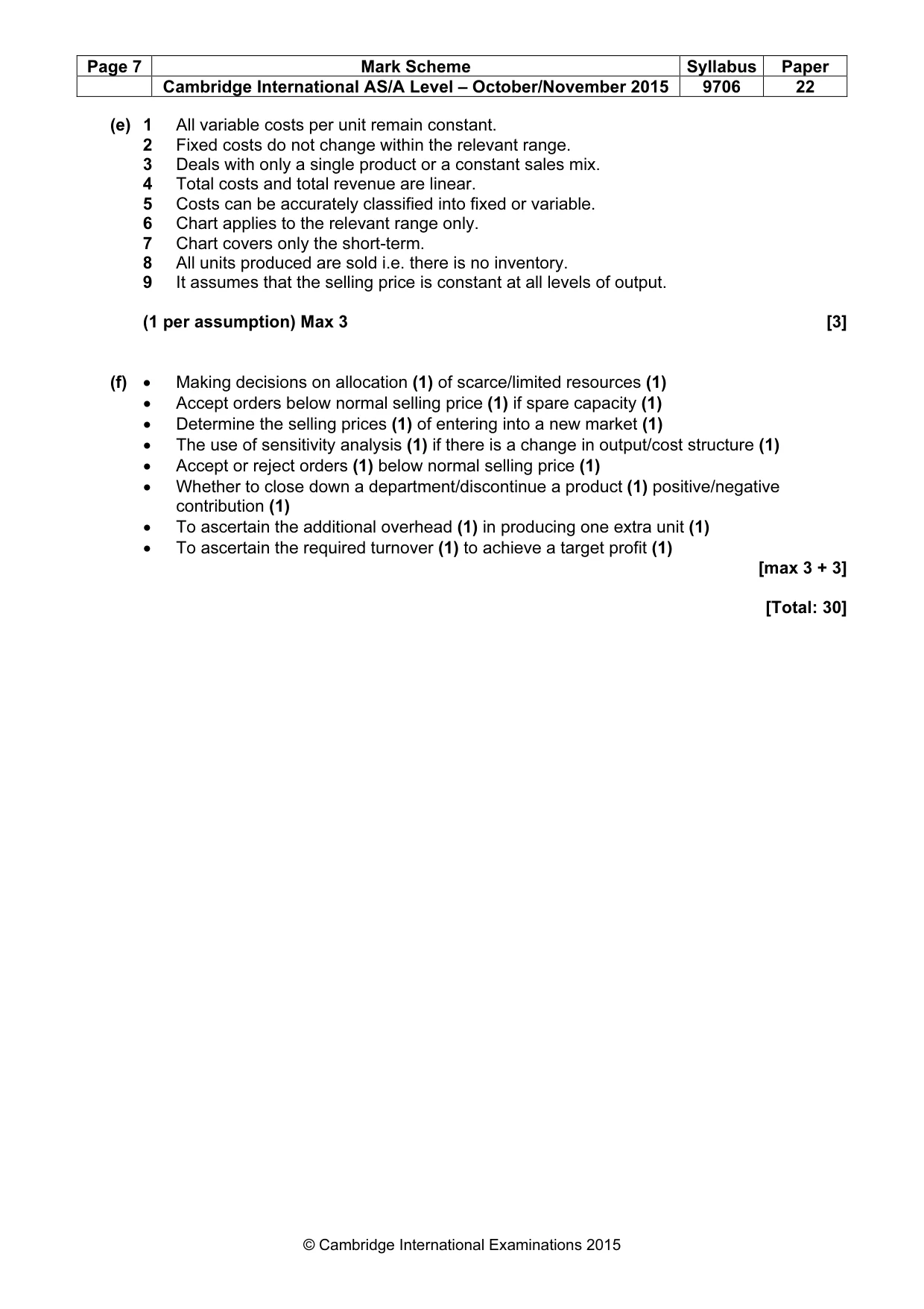 Mark scheme, page 7 of 7