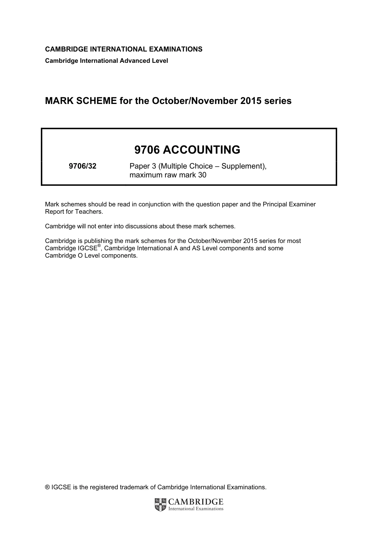 Mark scheme, page 1 of 2