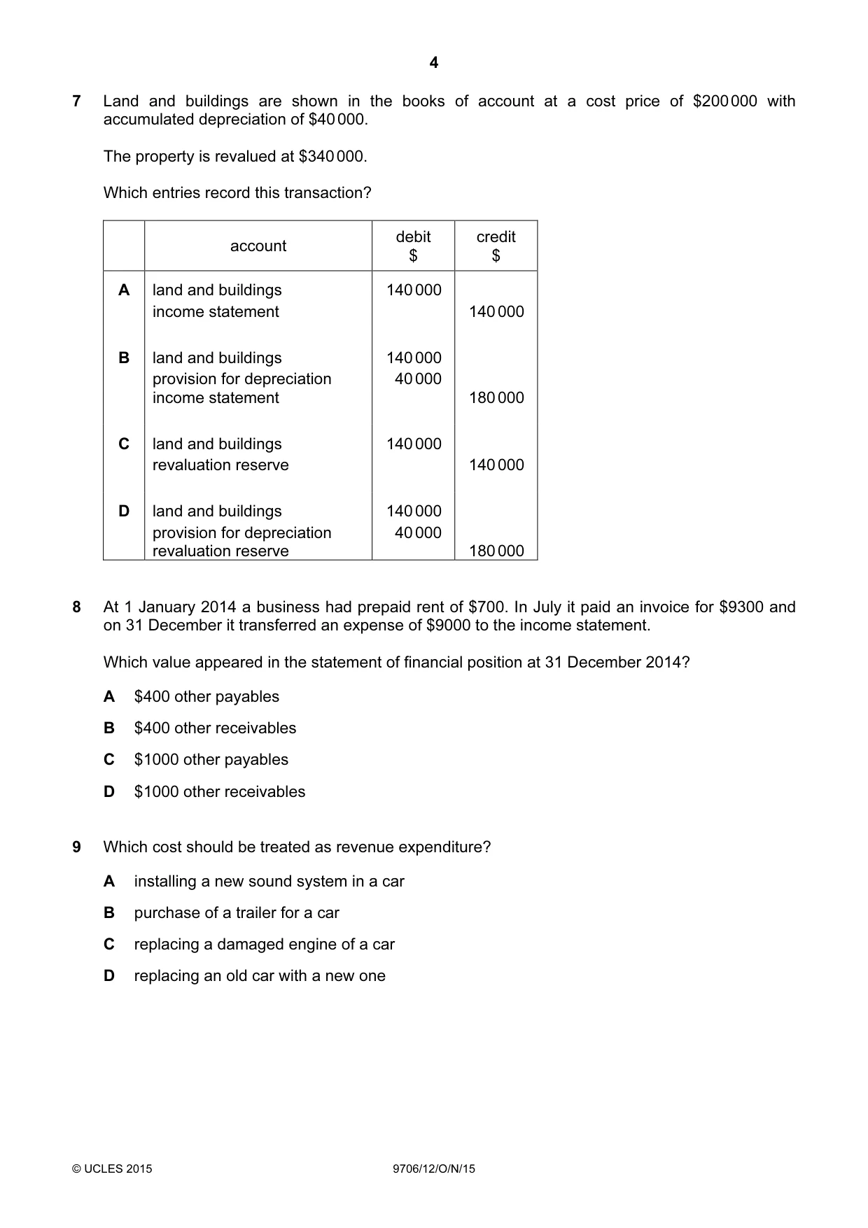 Cambridge A Level Accounting 9706 2015 Oct/Nov Paper 1 · Variant 2 question paper, page 4 of 12