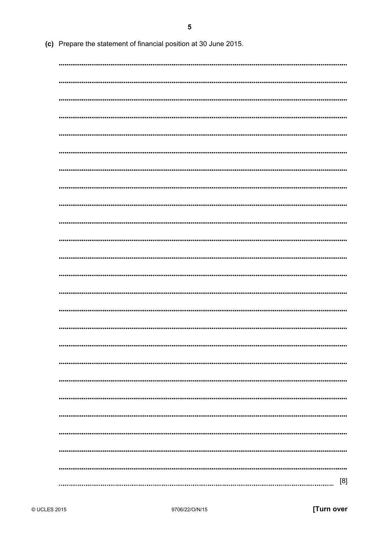 Cambridge A Level Accounting 9706 2015 Oct/Nov Paper 2 · Variant 2 question paper, page 5 of 16