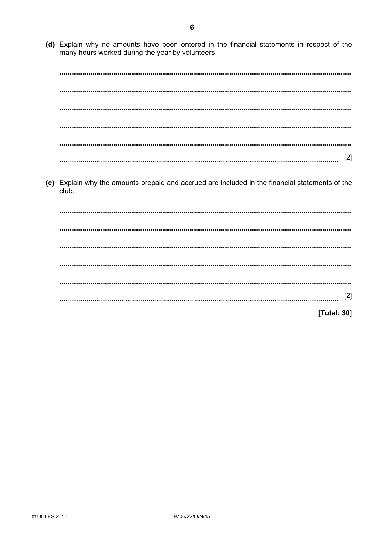 Cambridge A Level Accounting 9706 2015 Oct/Nov Paper 2 · Variant 2 question paper, page 6 of 16