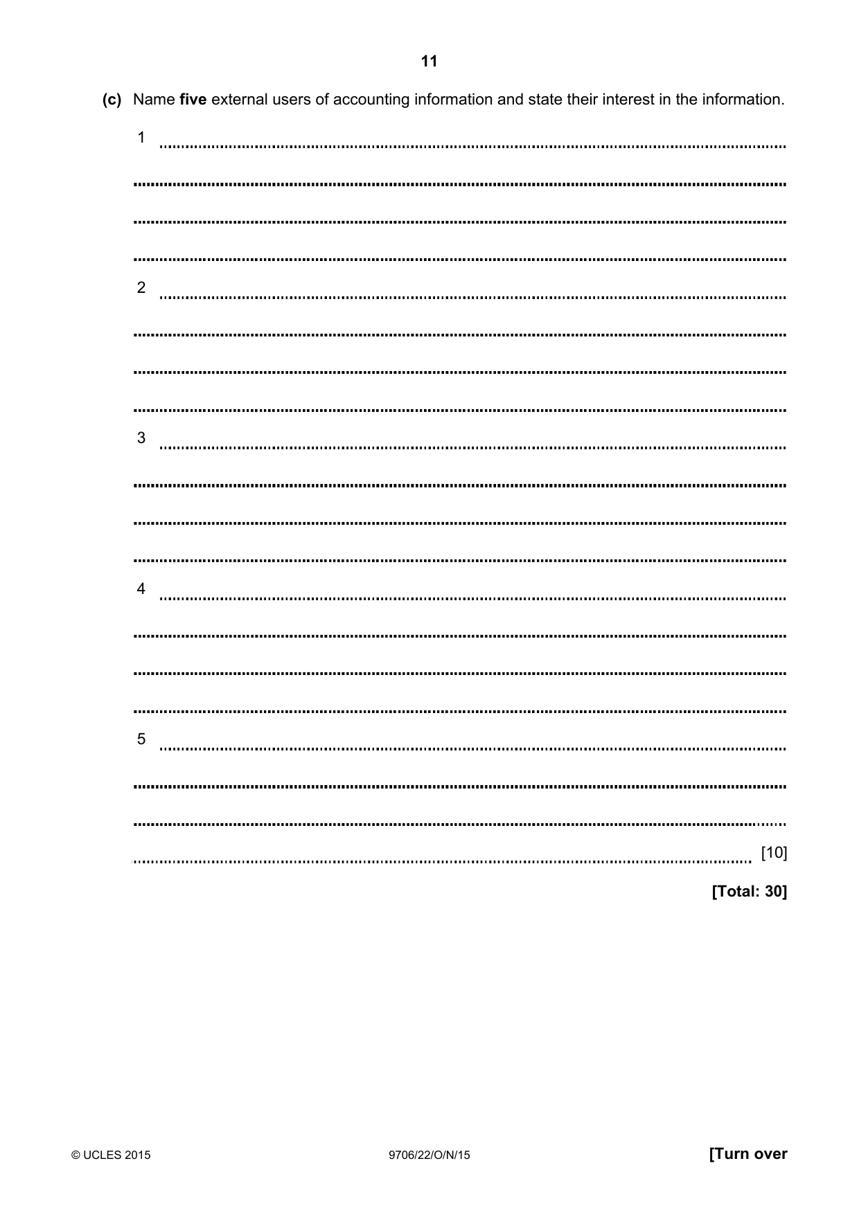 Cambridge A Level Accounting 9706 2015 Oct/Nov Paper 2 · Variant 2 question paper, page 11 of 16