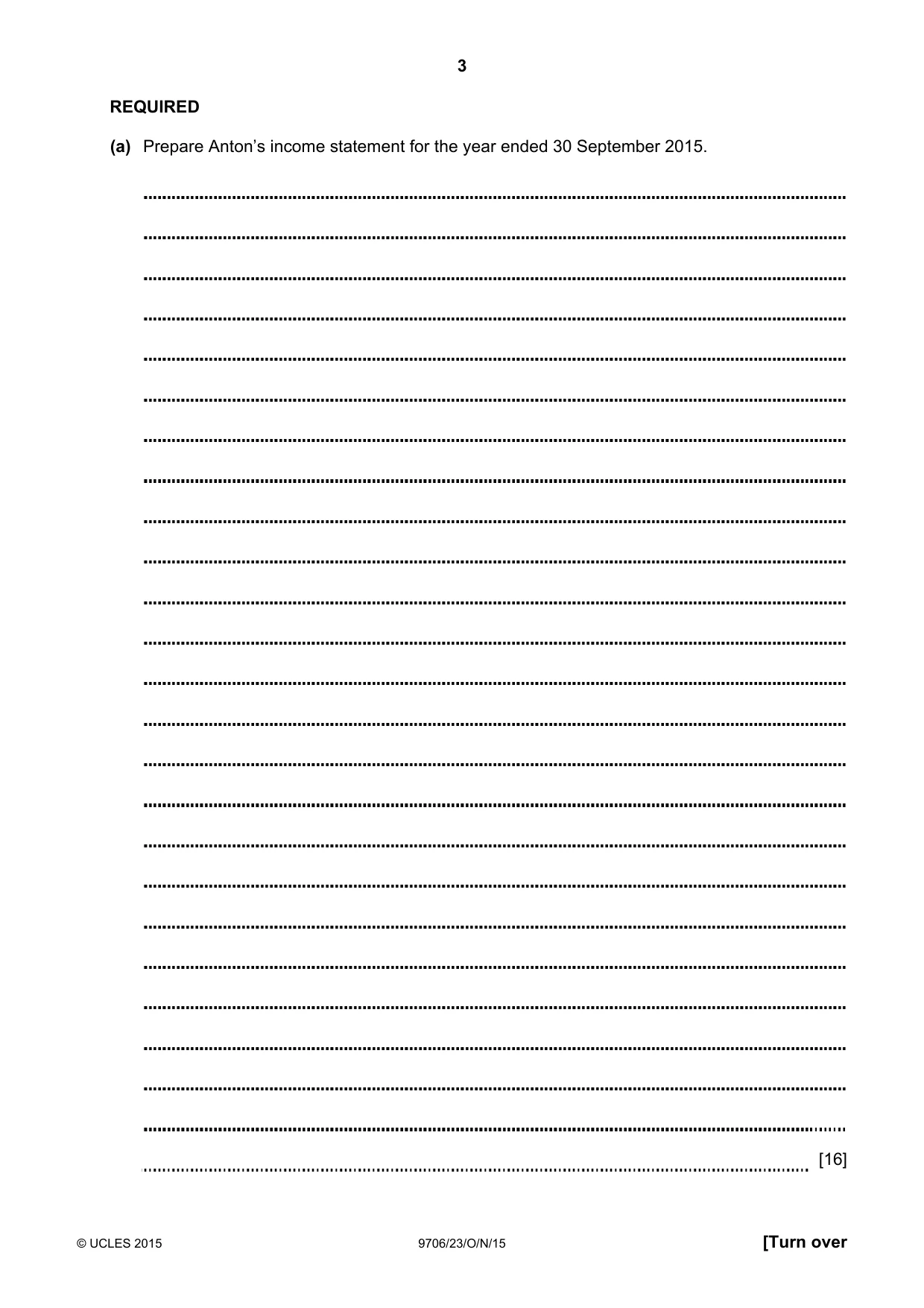 Cambridge A Level Accounting 9706 2015 Oct/Nov Paper 2 · Variant 3 question paper, page 3 of 16