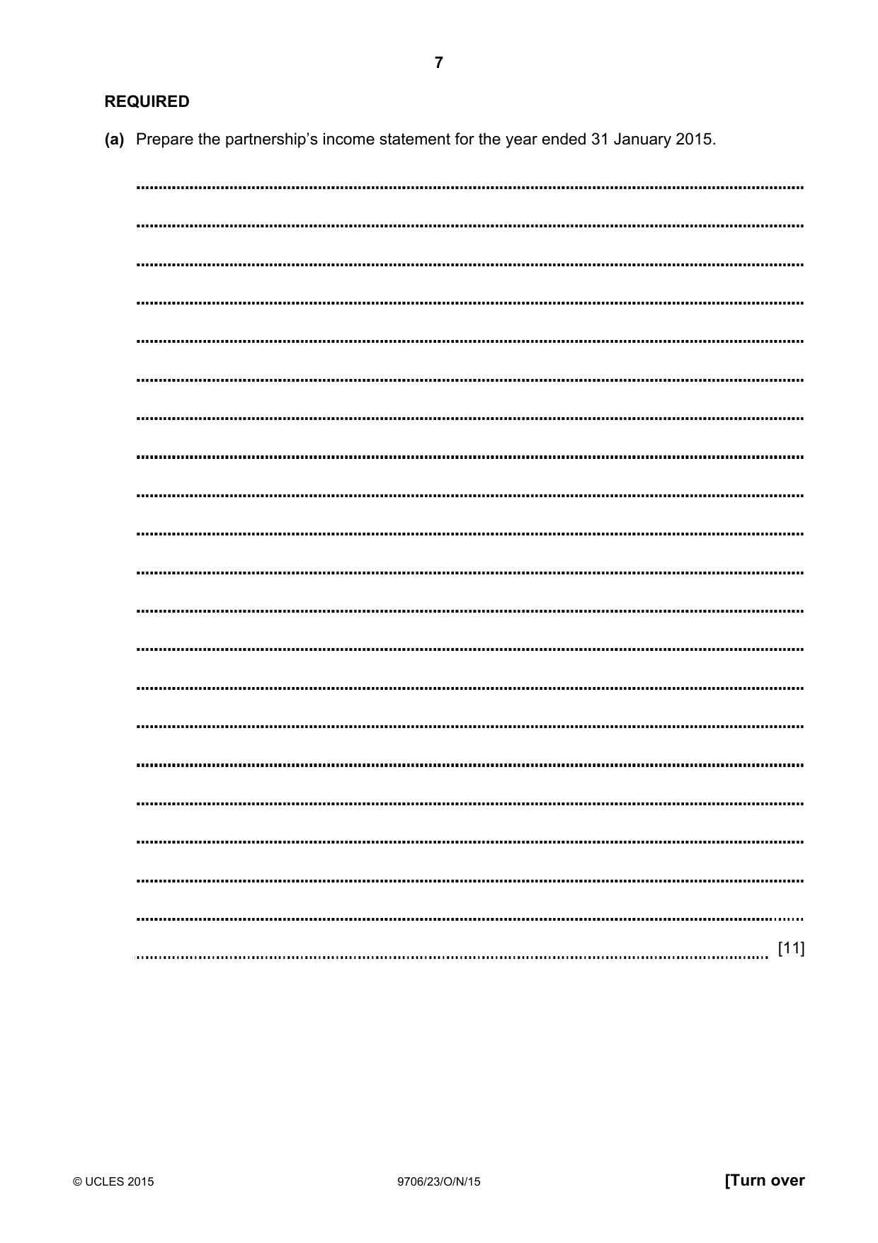 Cambridge A Level Accounting 9706 2015 Oct/Nov Paper 2 · Variant 3 question paper, page 7 of 16