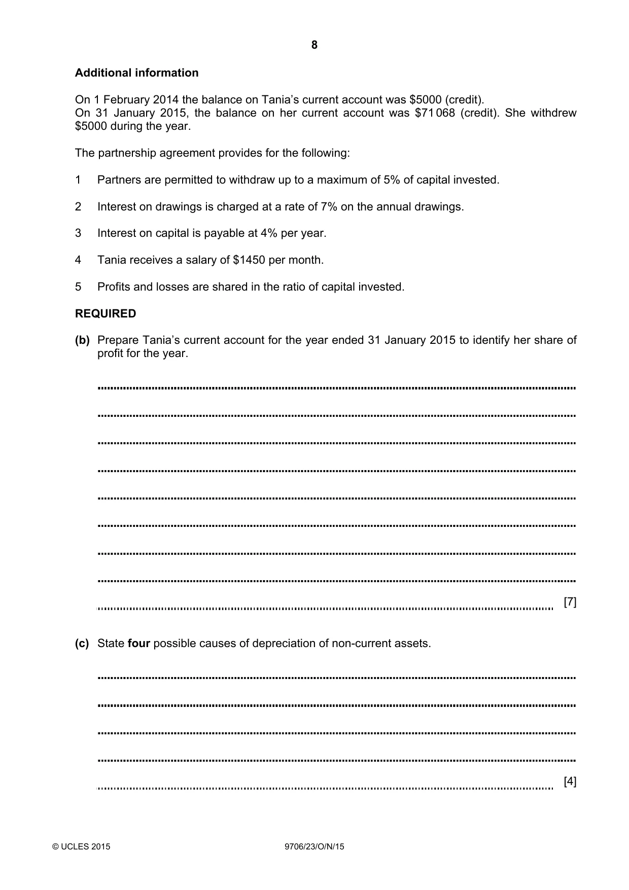 Cambridge A Level Accounting 9706 2015 Oct/Nov Paper 2 · Variant 3 question paper, page 8 of 16