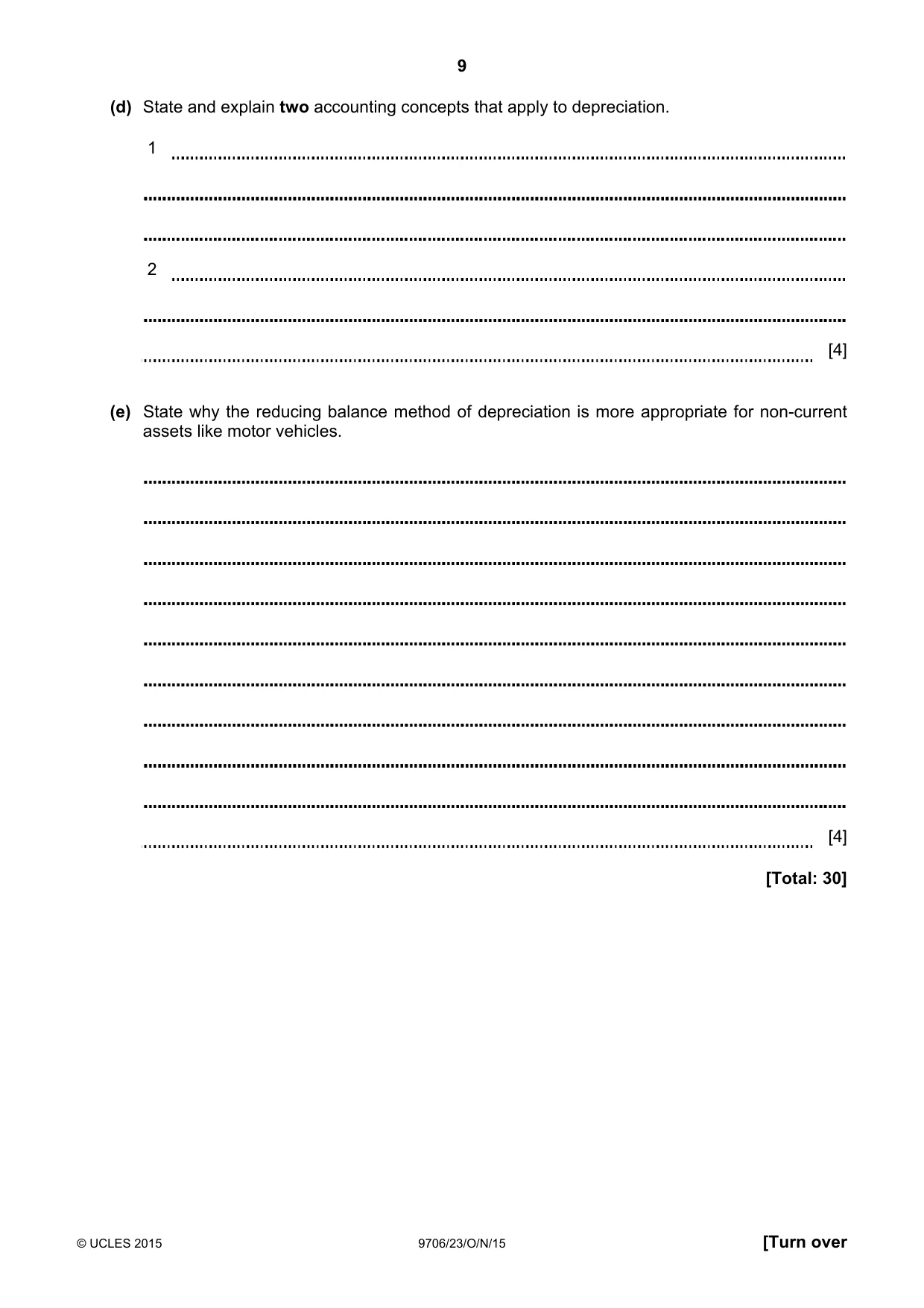 Cambridge A Level Accounting 9706 2015 Oct/Nov Paper 2 · Variant 3 question paper, page 9 of 16