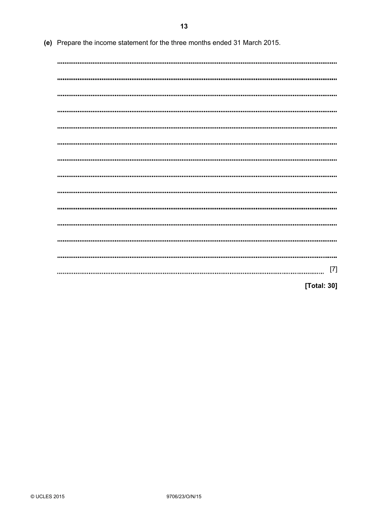 Cambridge A Level Accounting 9706 2015 Oct/Nov Paper 2 · Variant 3 question paper, page 13 of 16