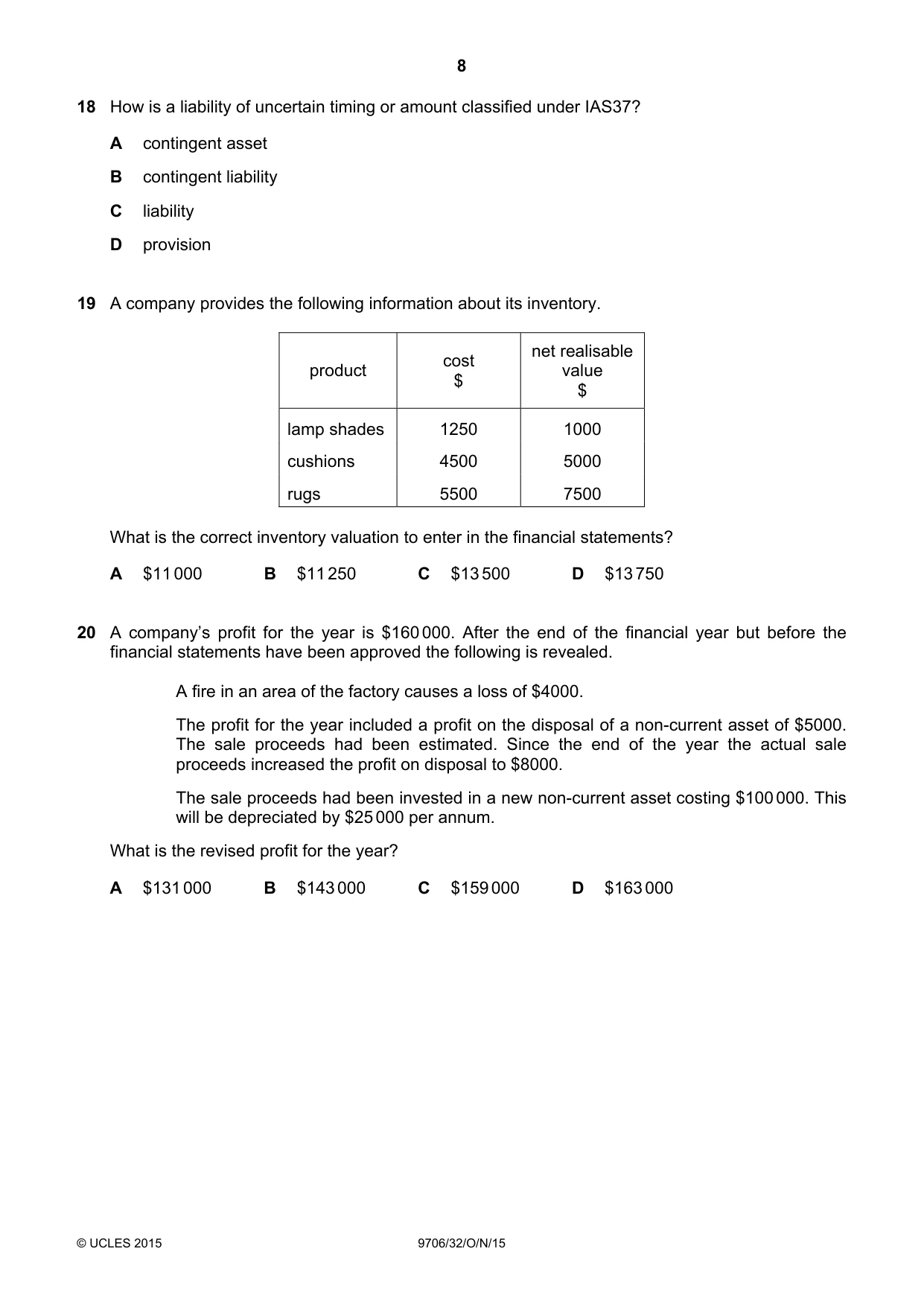 Cambridge A Level Accounting 9706 2015 Oct/Nov Paper 3 · Variant 2 question paper, page 8 of 12