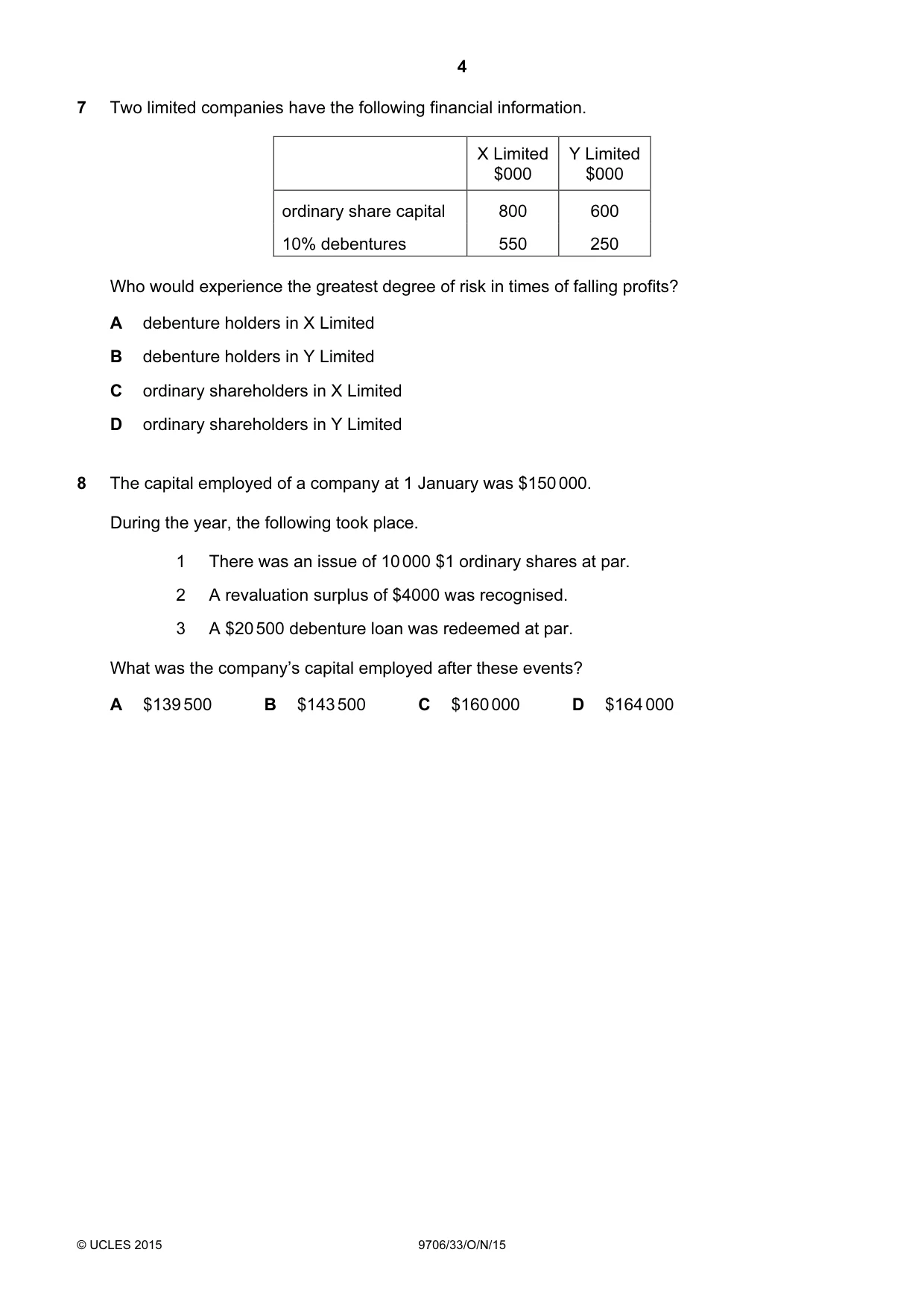Cambridge A Level Accounting 9706 2015 Oct/Nov Paper 3 · Variant 3 question paper, page 4 of 12