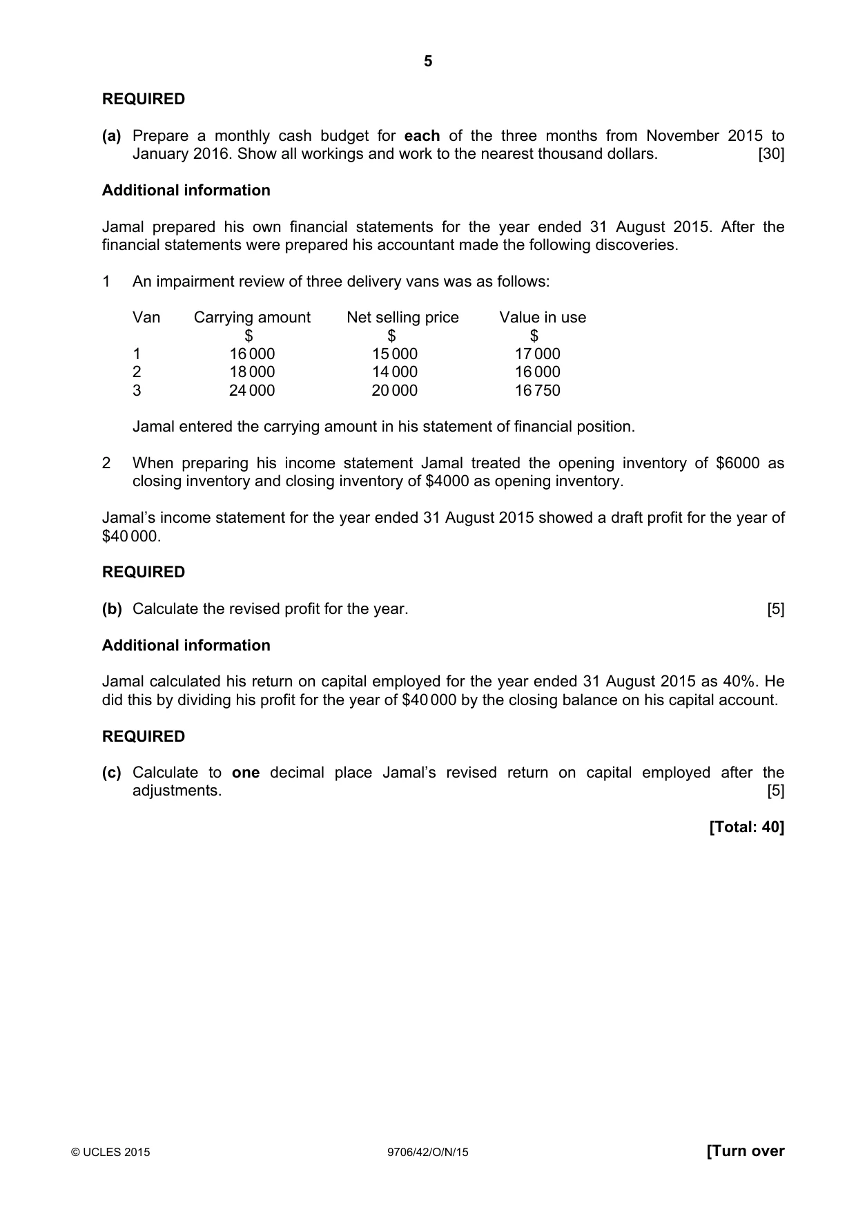 Cambridge A Level Accounting 9706 2015 Oct/Nov Paper 4 · Variant 2 question paper, page 5 of 8