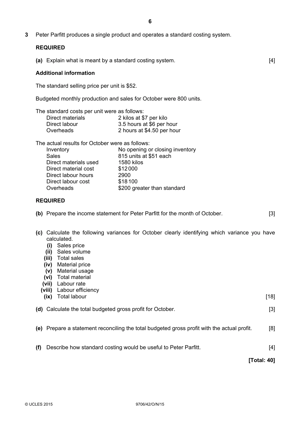 Cambridge A Level Accounting 9706 2015 Oct/Nov Paper 4 · Variant 2 question paper, page 6 of 8