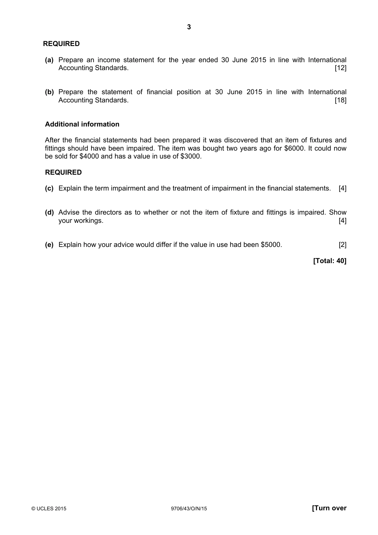 Cambridge A Level Accounting 9706 2015 Oct/Nov Paper 4 · Variant 3 question paper, page 3 of 8