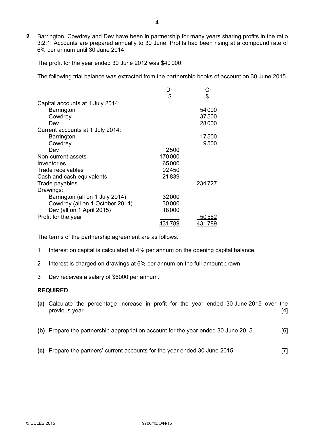 Cambridge A Level Accounting 9706 2015 Oct/Nov Paper 4 · Variant 3 question paper, page 4 of 8