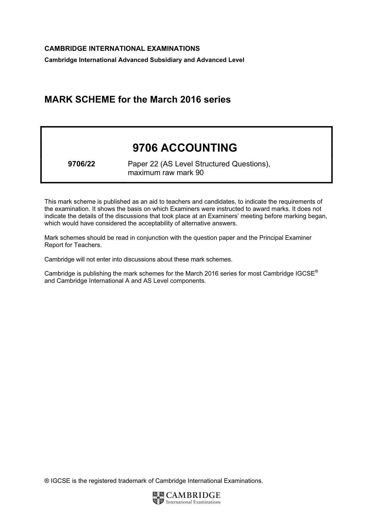 Mark scheme, page 1 of 8