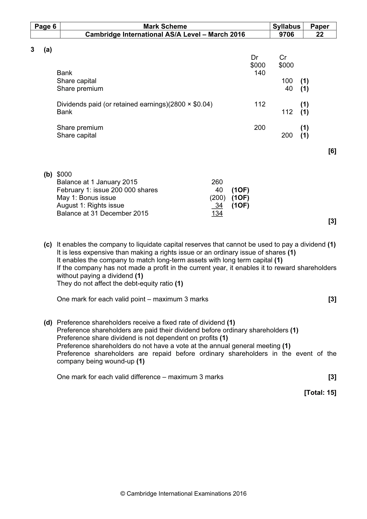 Mark scheme, page 6 of 8