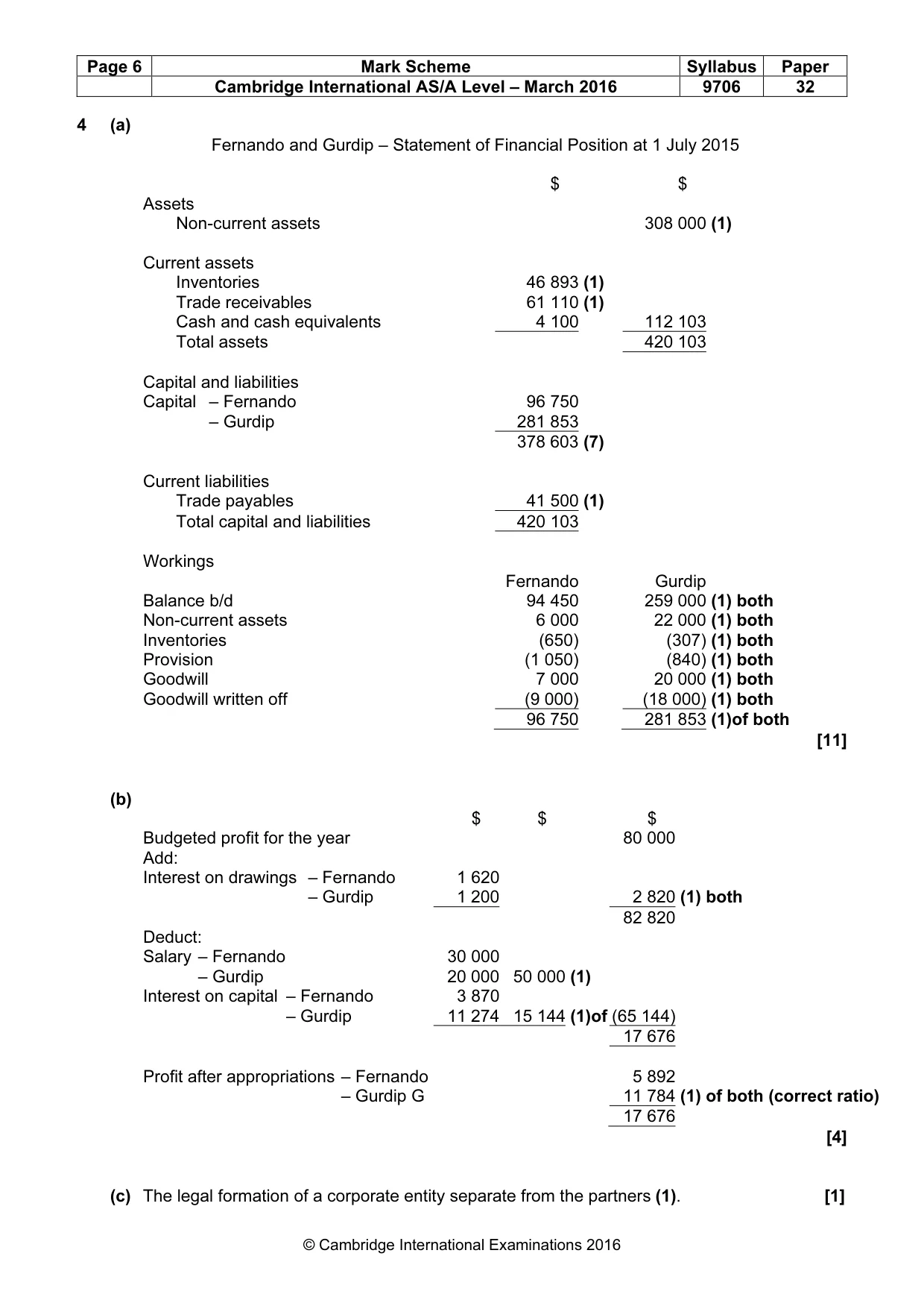 Mark scheme, page 6 of 10