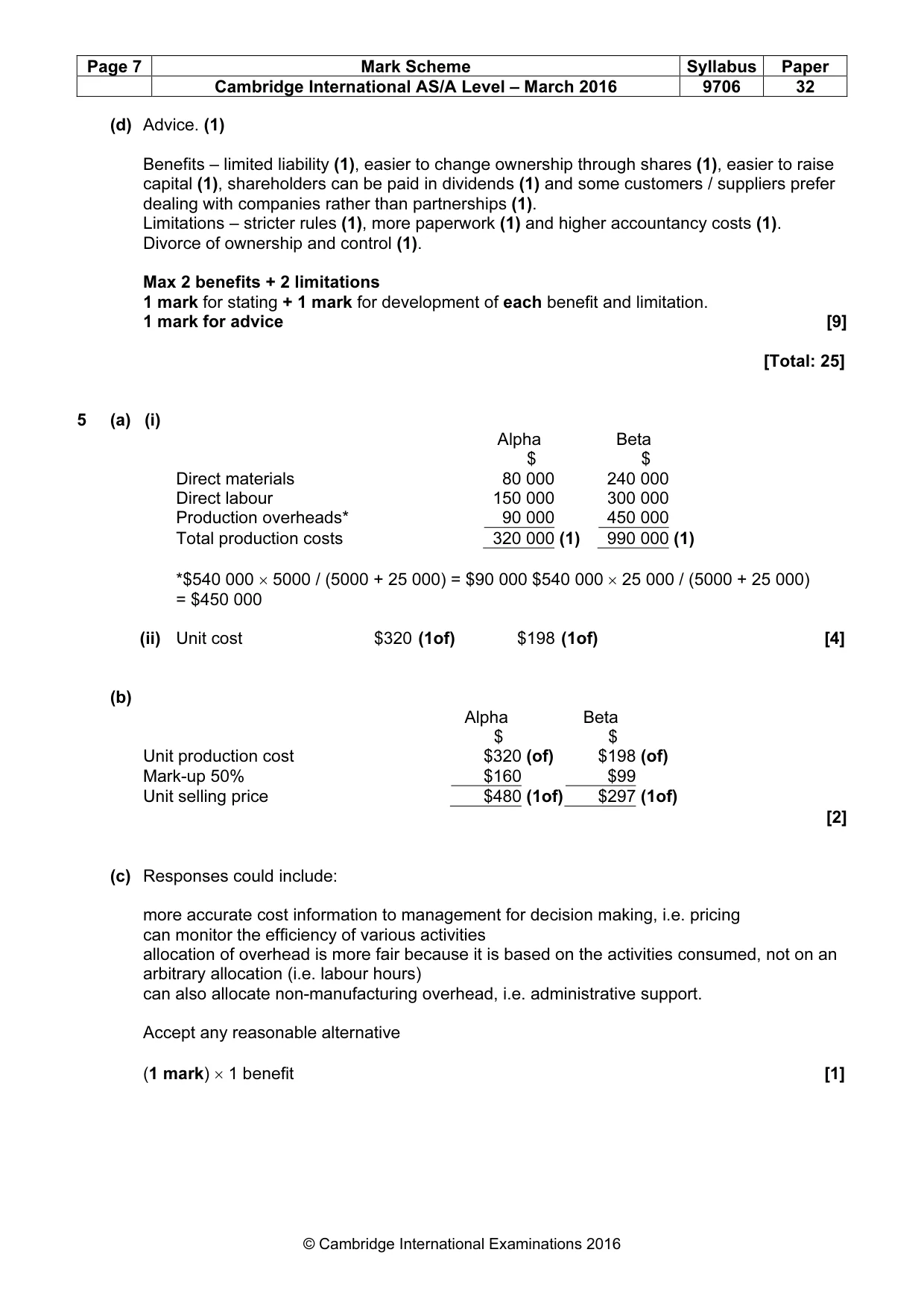 Mark scheme, page 7 of 10