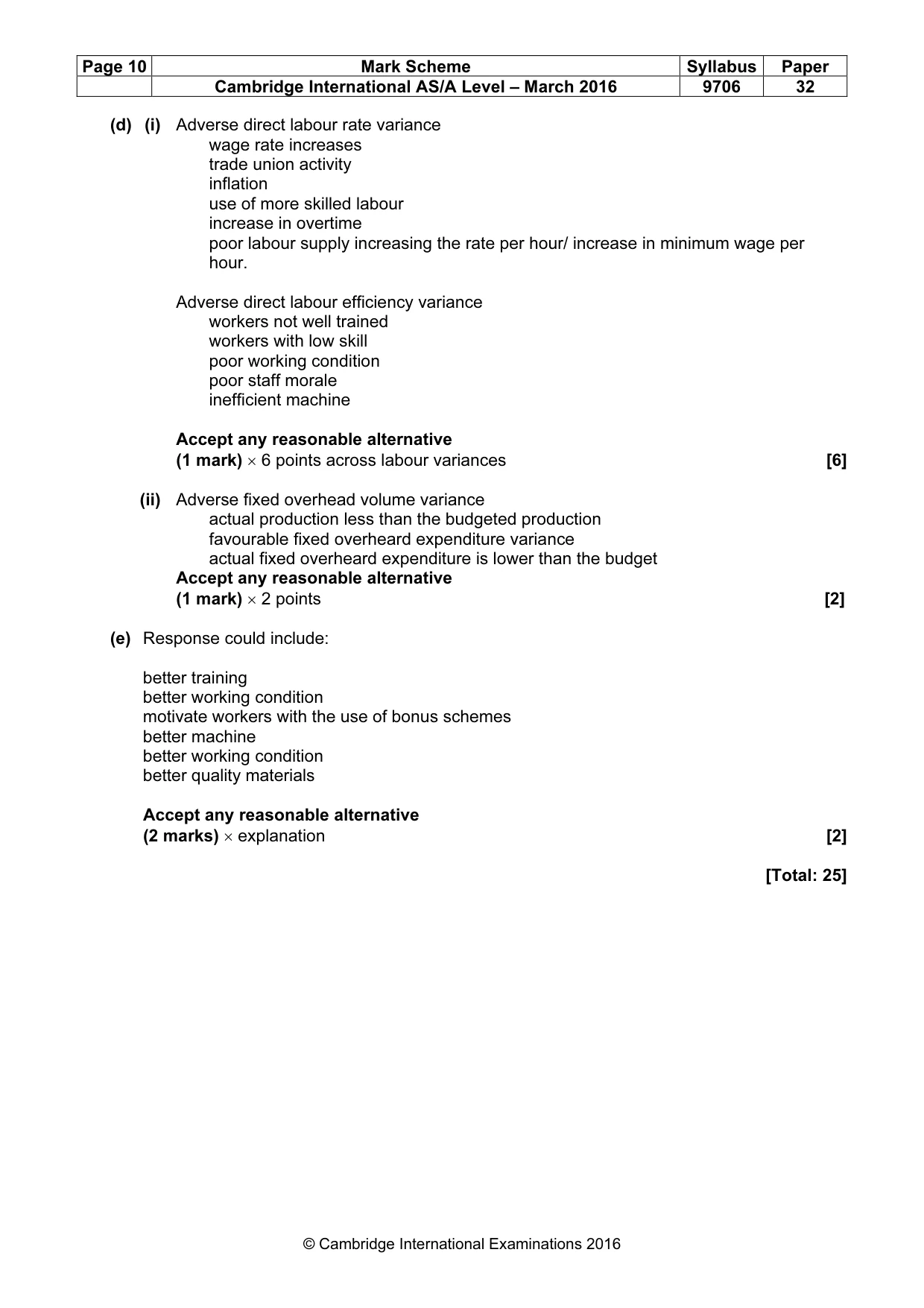 Mark scheme, page 10 of 10